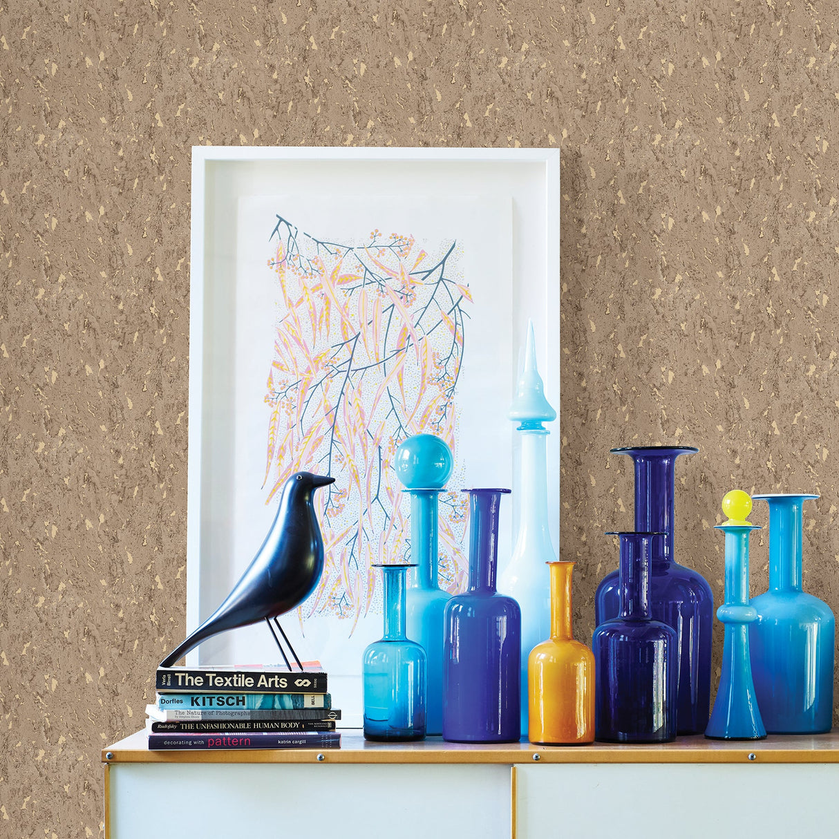 Brewster 2767-23773 Adrift Brown Large Faux Cork Wallpaper