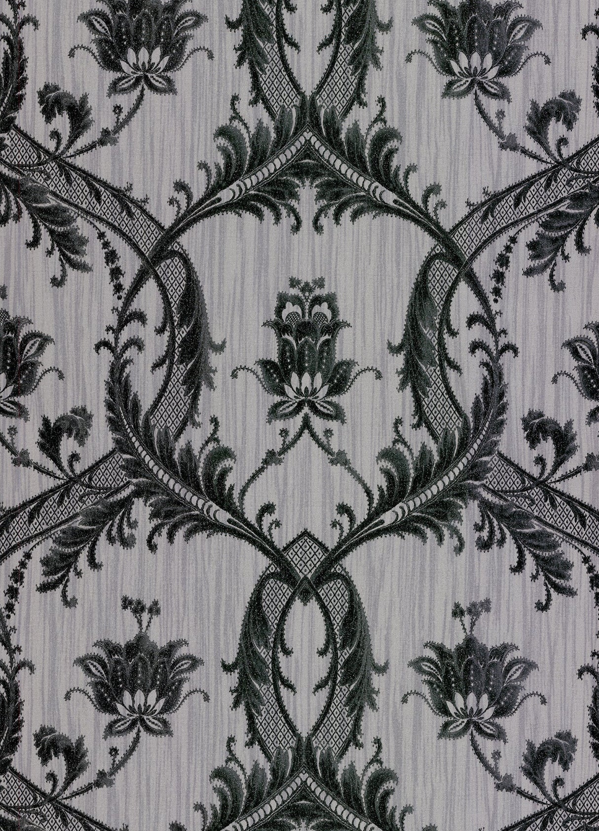 Brewster 2768-95565 Vignole Grey Damask Wallpaper