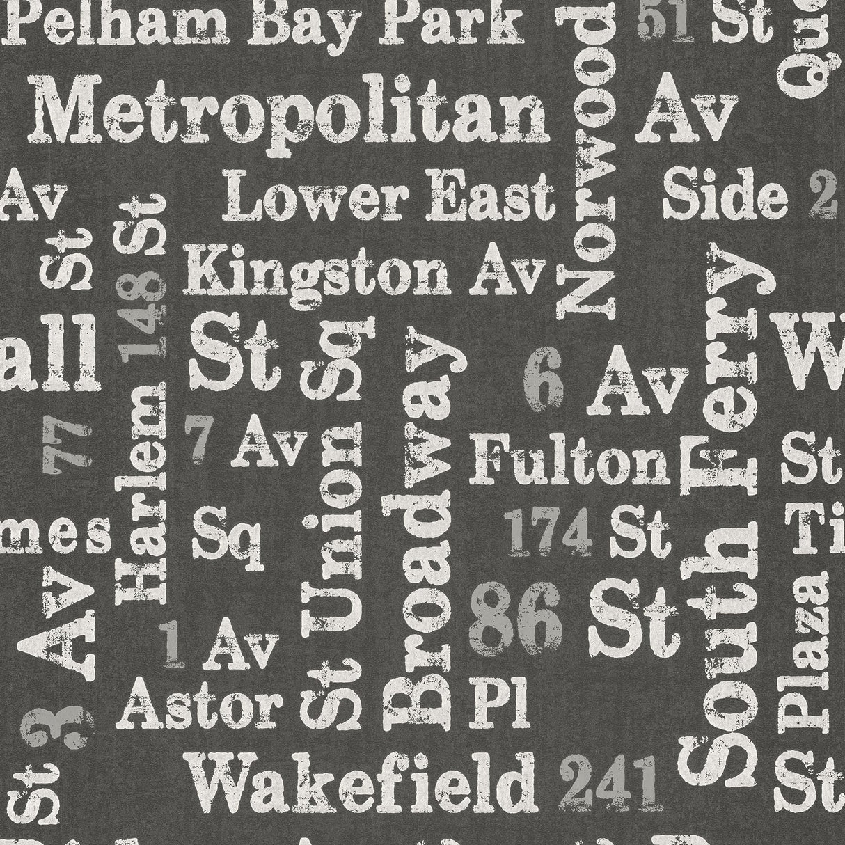 Advantage 2773-886726 Ellis Charcoal Typography Wallpaper