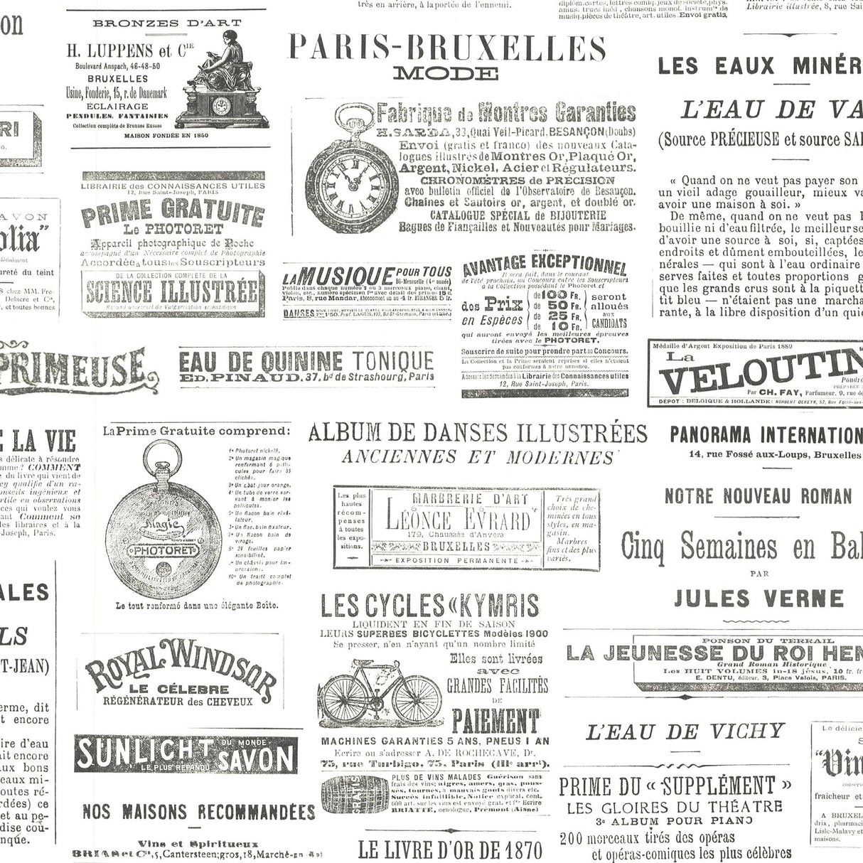 Advantage 2773-938401 Ayer Black Vintage Newspaper Wallpaper