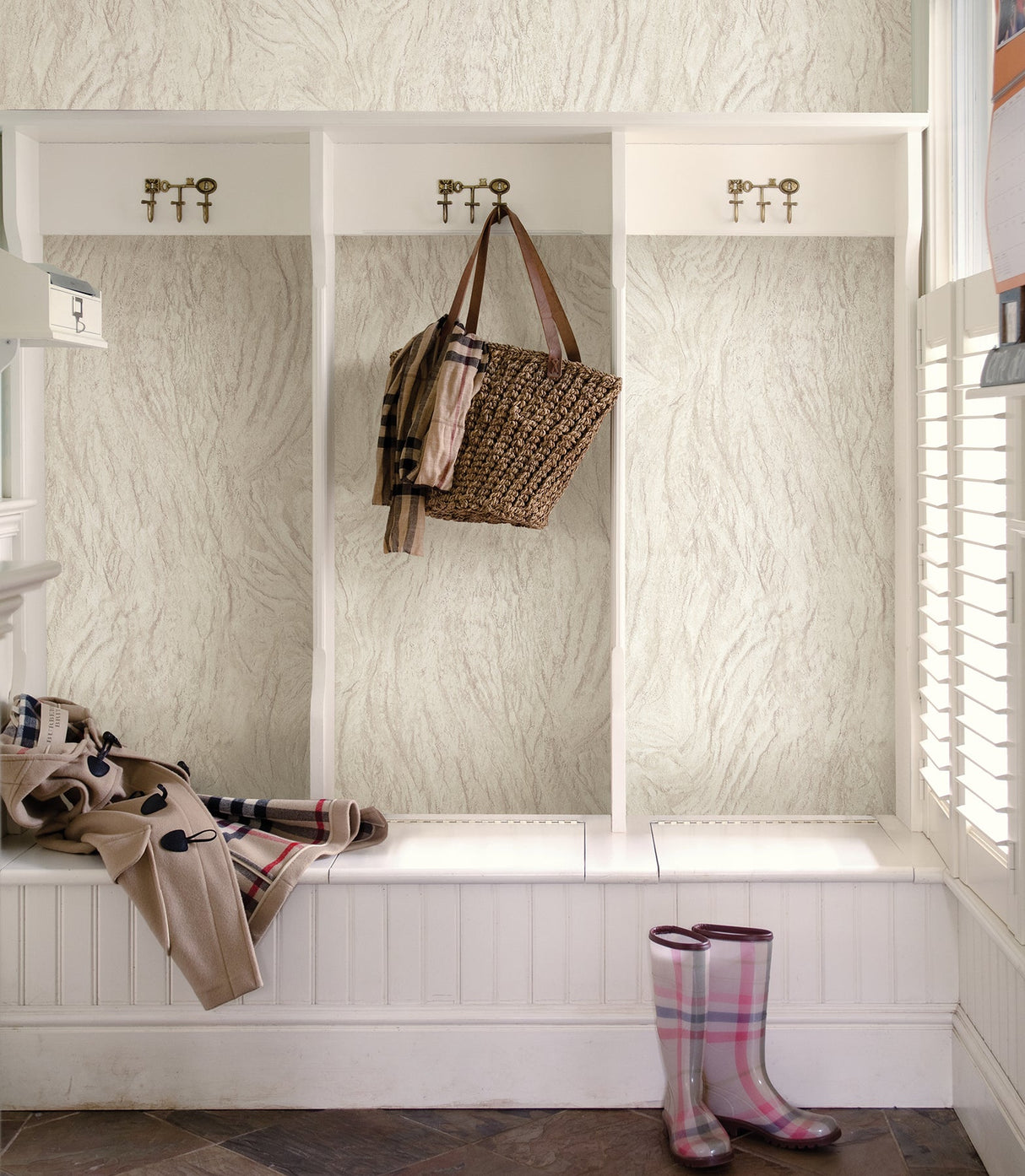 Advantage 2774-503913 Wasatch Cream Marble Wallpaper