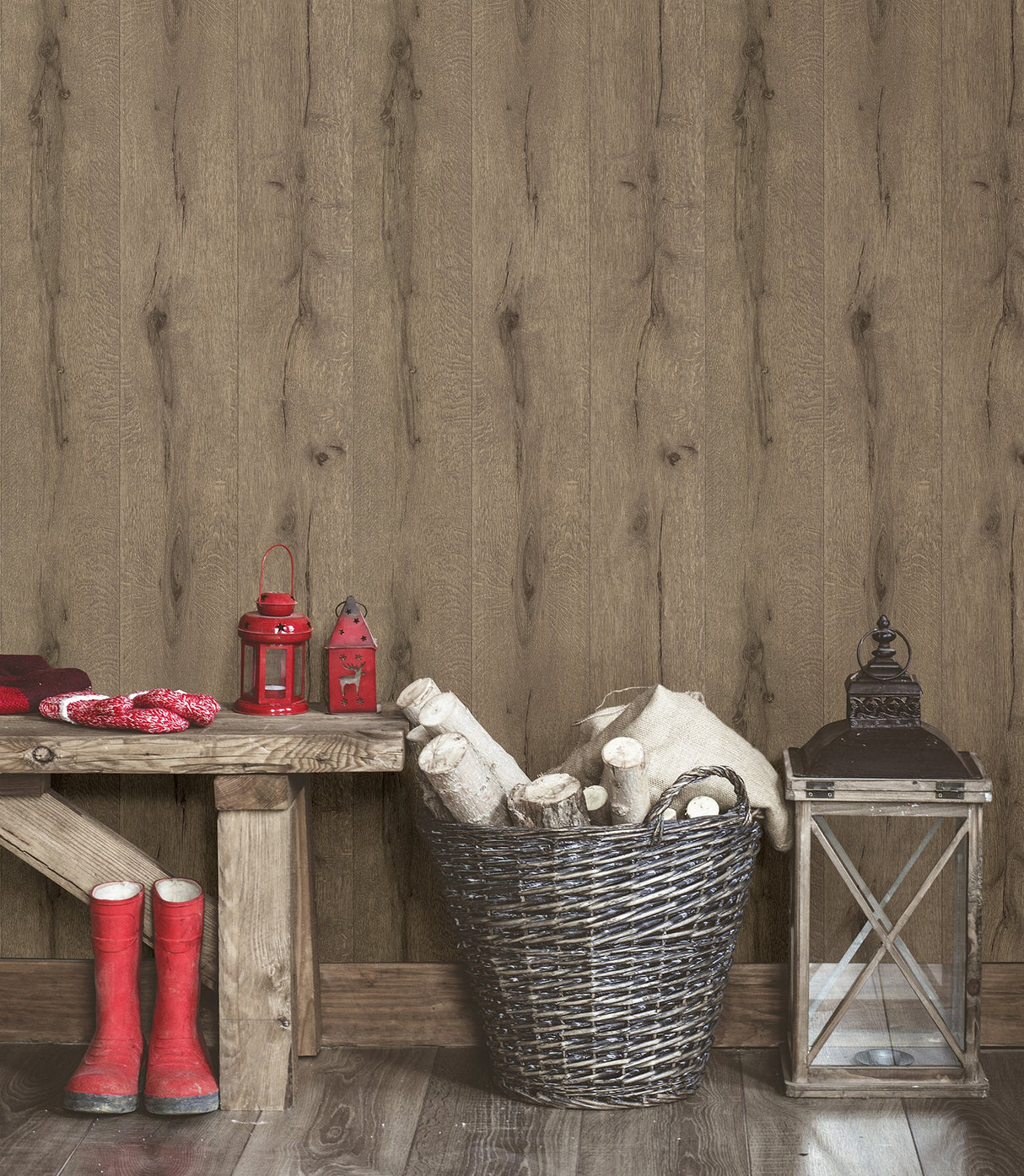 Advantage 2774-514421 Appalachian Light Brown Wooden Planks Wallpaper