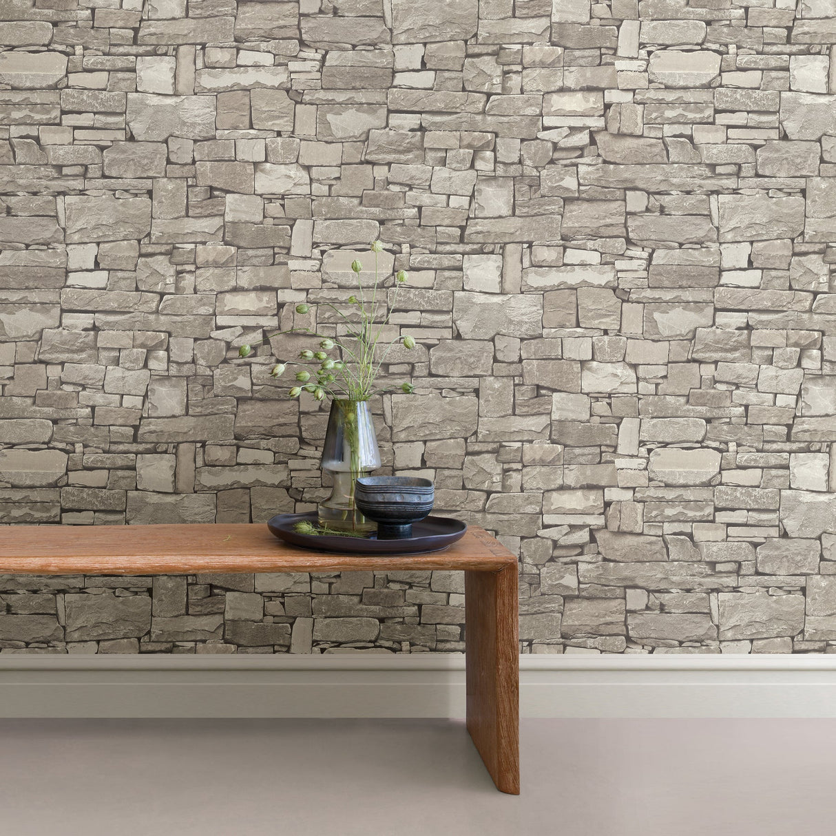 Advantage 2774-859119 Wrangell Beige Stacked Slate Wallpaper