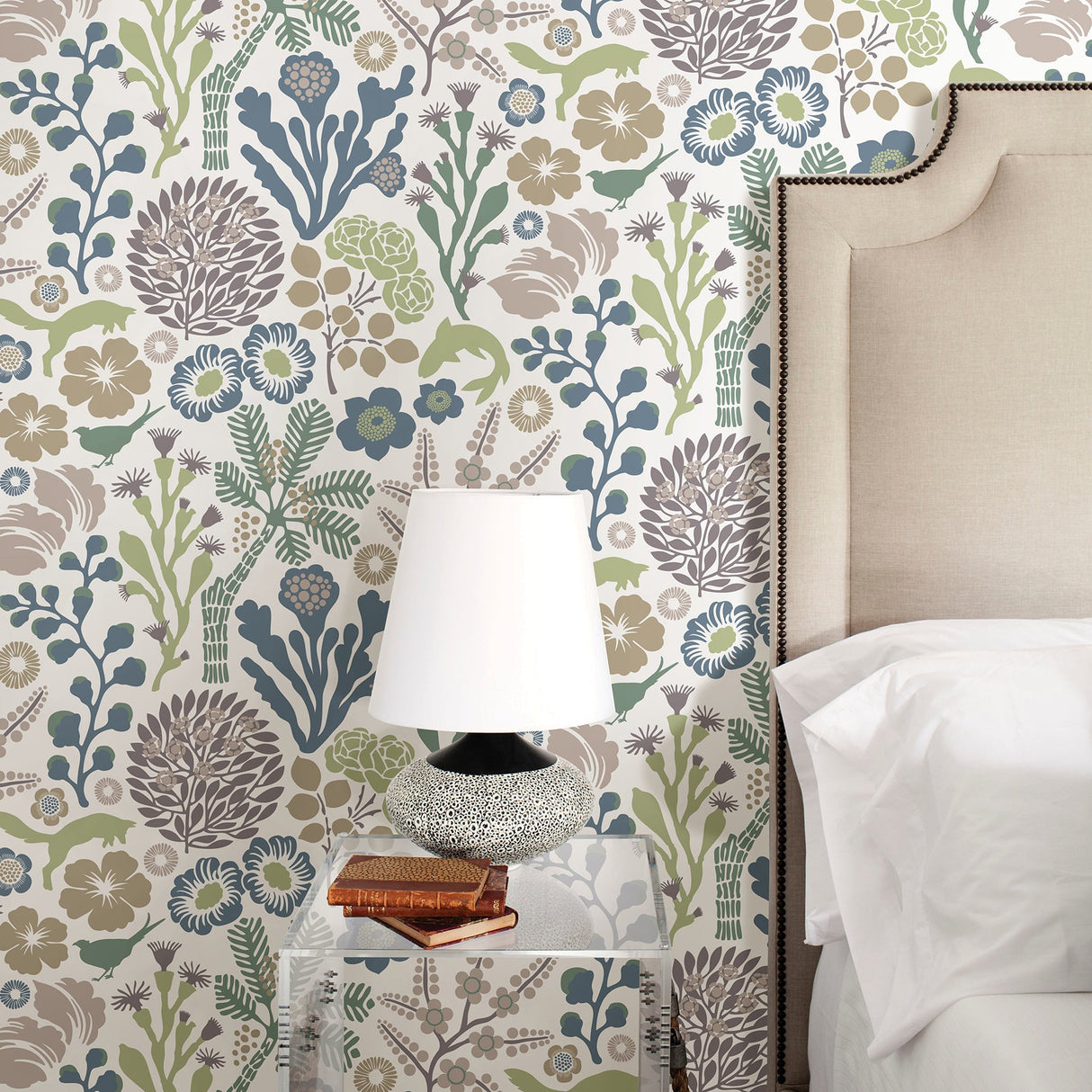 A-Street Prints 2782-1472 Flytta Green Fauna Wallpaper