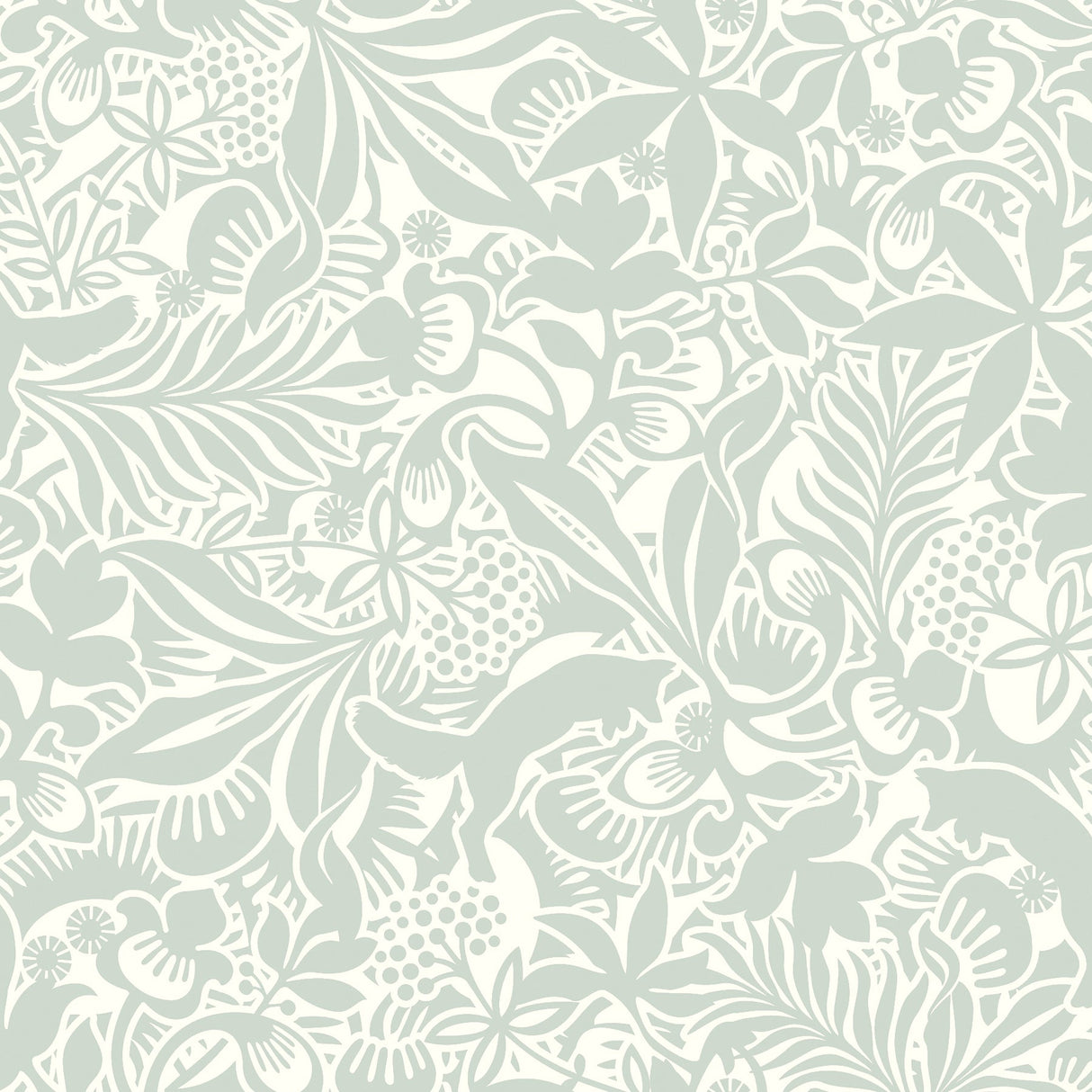 A-Street Prints 2782-1478 Lummig Fox Seafoam Botanical Wallpaper