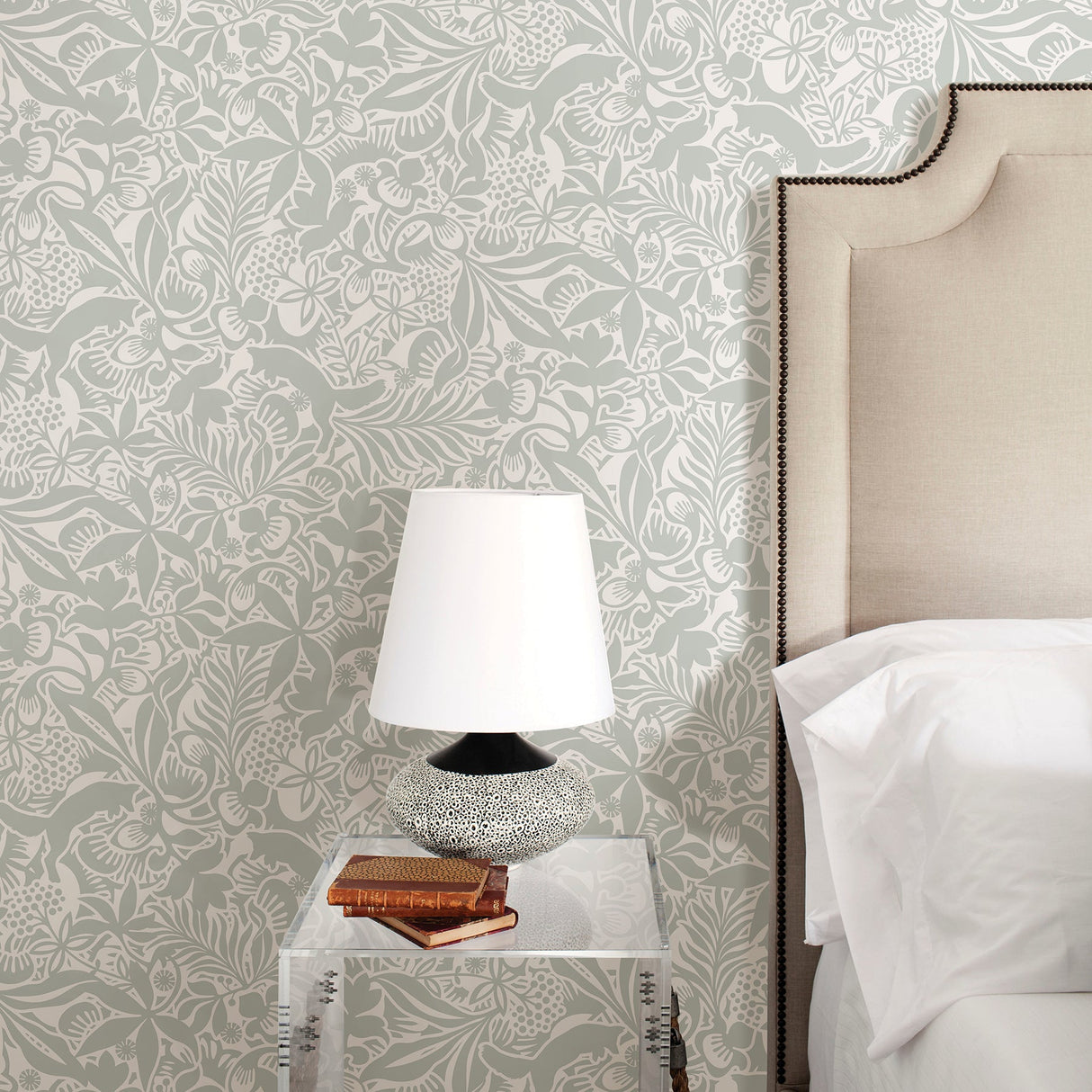 A-Street Prints 2782-1478 Lummig Fox Seafoam Botanical Wallpaper