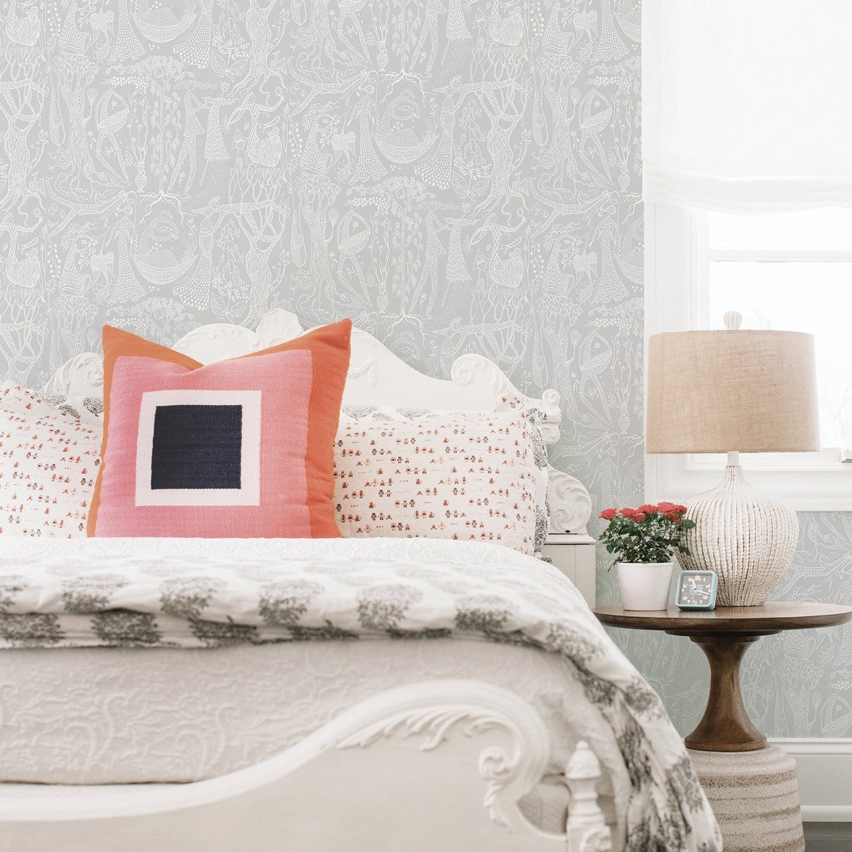 A-Street Prints 2782-1762 Poem d´Amour Light Grey Folk Wallpaper