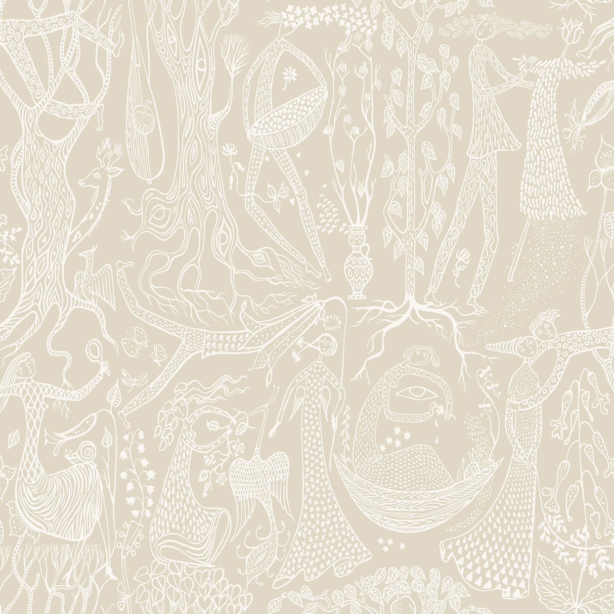A-Street Prints 2782-1763 Poem d´Amour Beige Folk Wallpaper