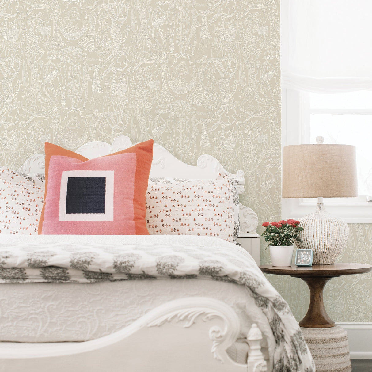 A-Street Prints 2782-1763 Poem d´Amour Beige Folk Wallpaper