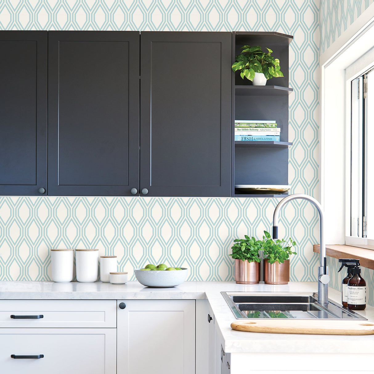 A-Street Prints 2782-24505 Honeycomb Light Blue Geometric Wallpaper