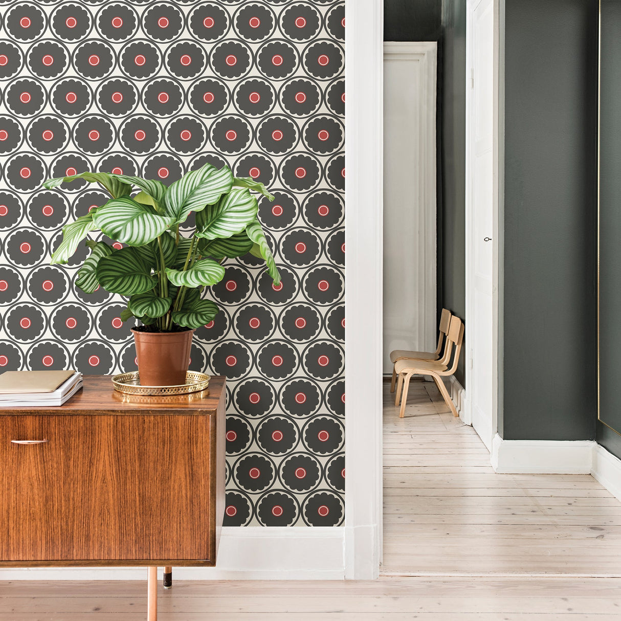 A-Street Prints 2782-24507 Buttercup Black Flower Wallpaper