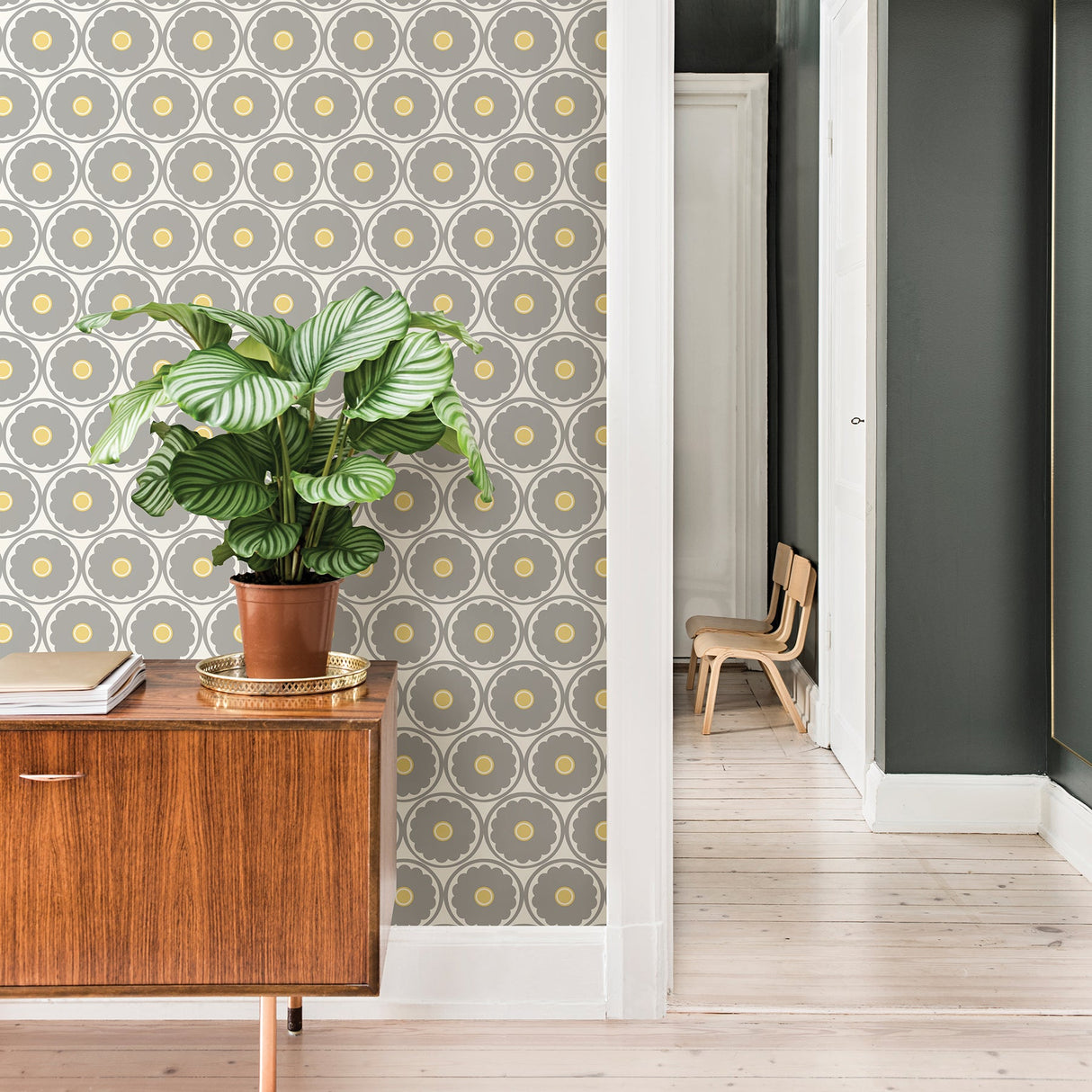 A-Street Prints 2782-24509 Buttercup Grey Flower Wallpaper