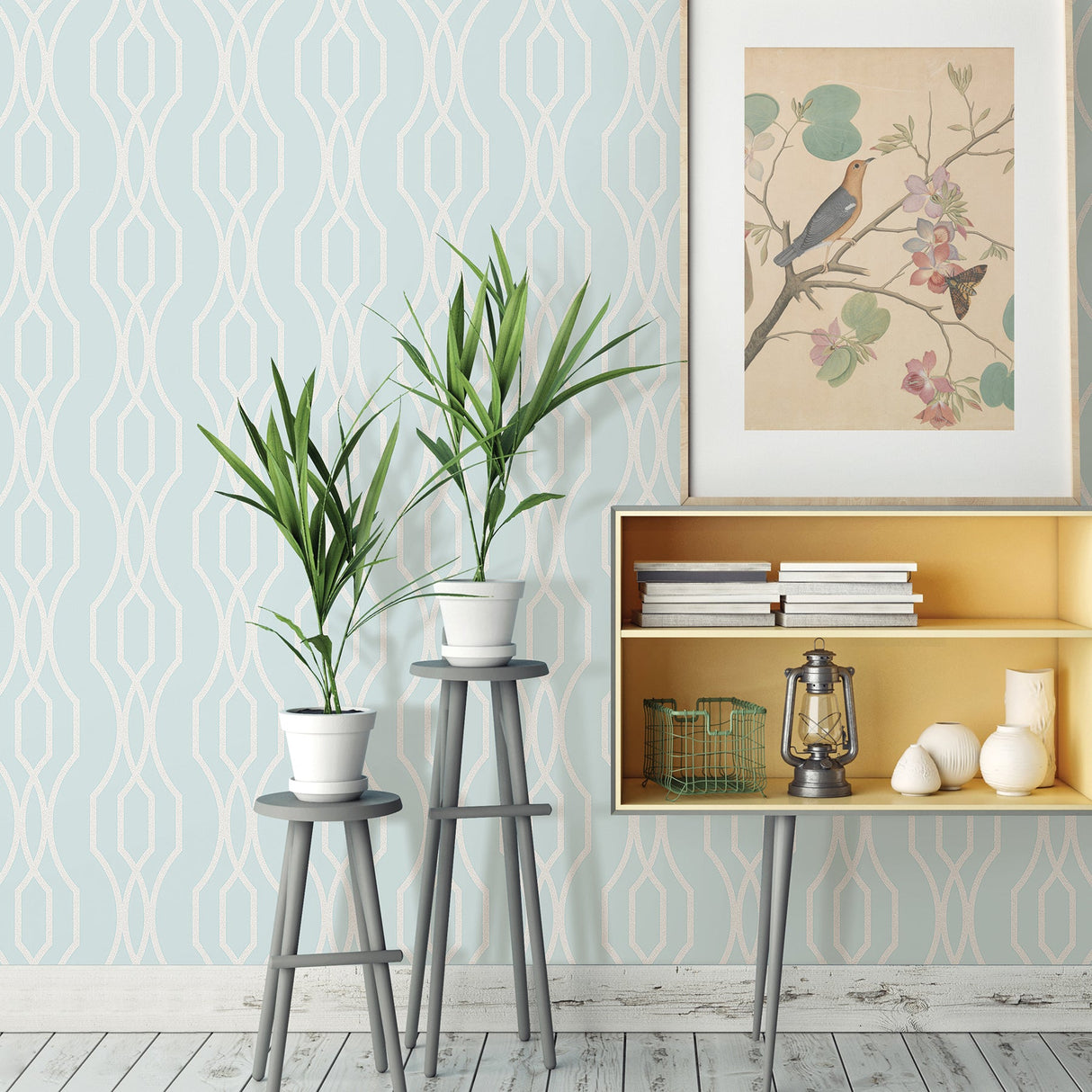 A-Street Prints 2782-24516 Coventry Light Blue Trellis Wallpaper