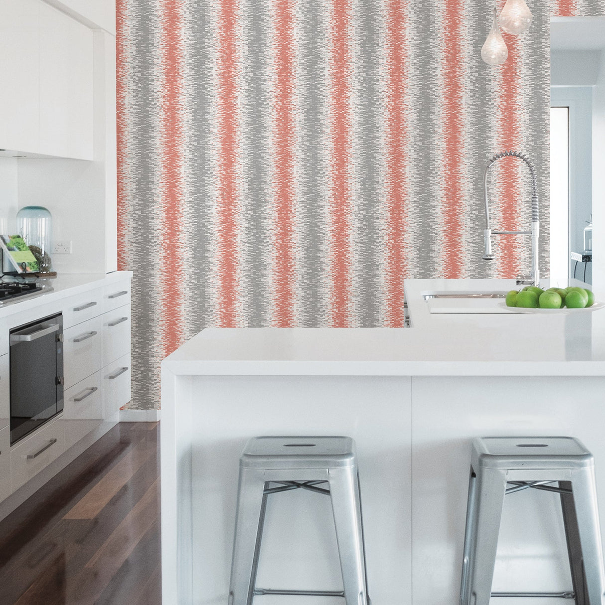 A-Street Prints 2782-24518 Quake Coral Abstract Stripe Wallpaper