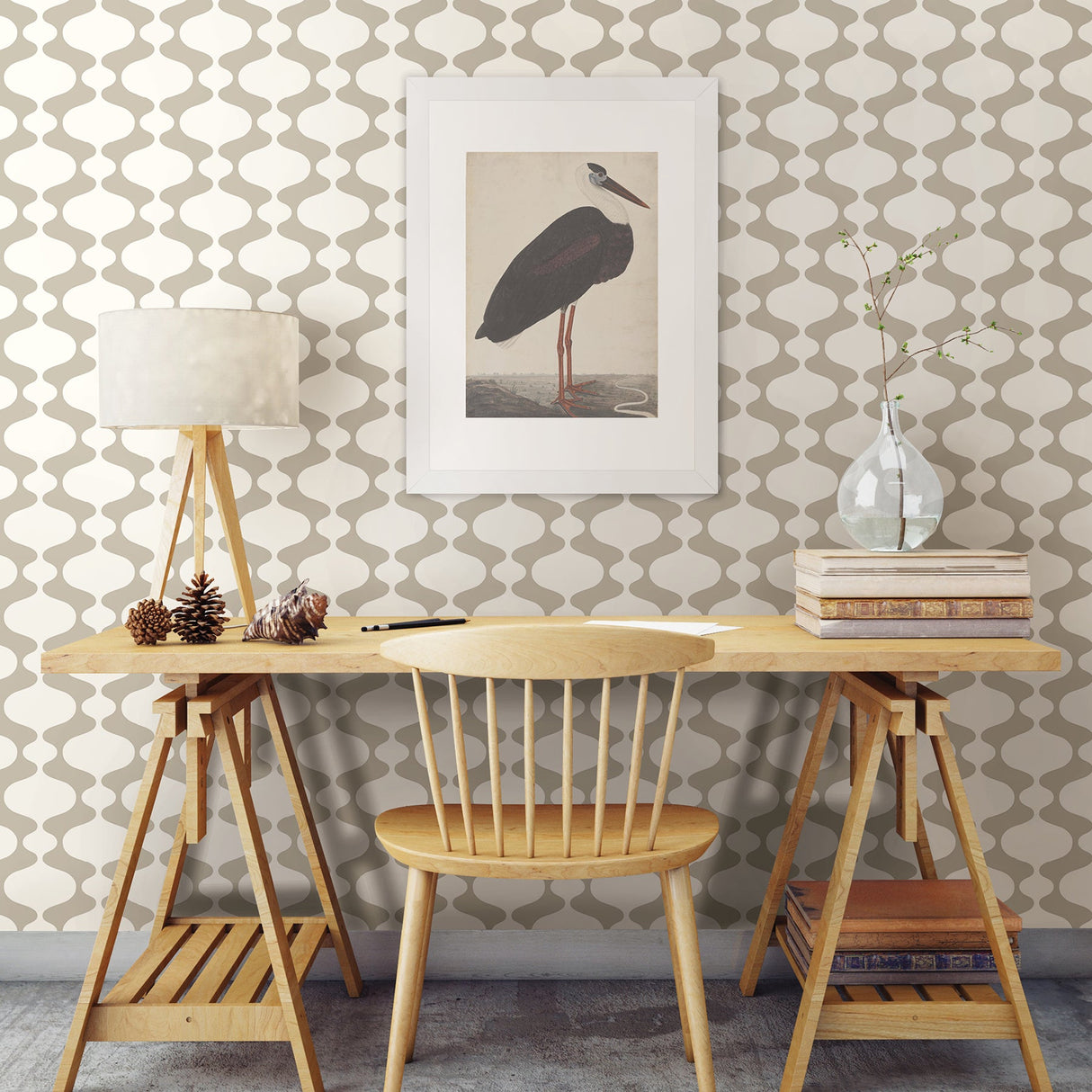 A-Street Prints 2782-24541 Ashbury Taupe Retro Wallpaper