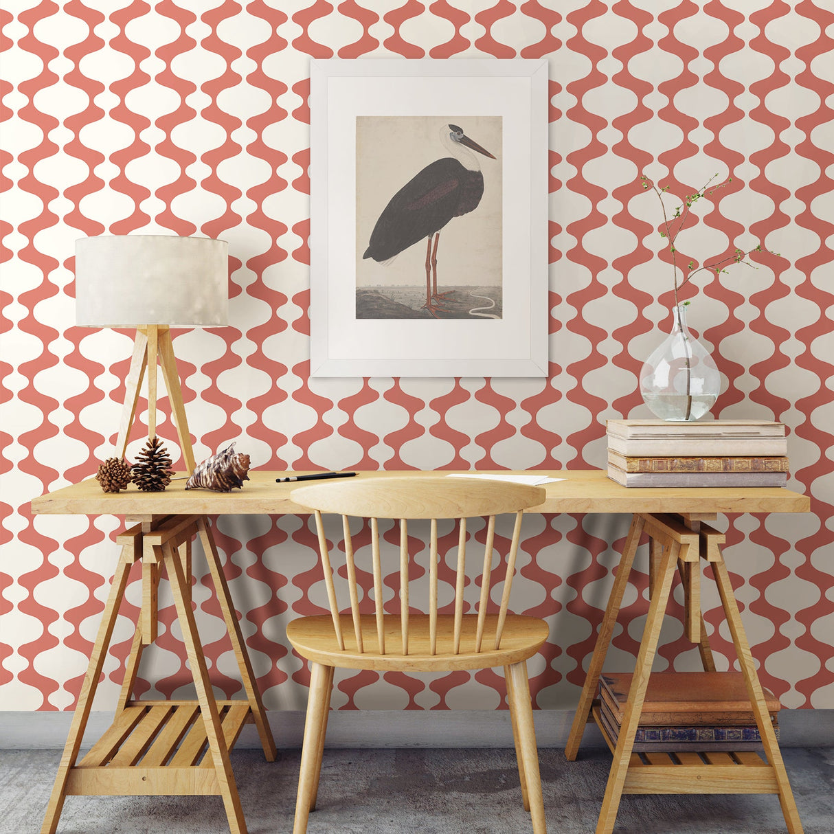 A-Street Prints 2782-24542 Ashbury Coral Retro Wallpaper