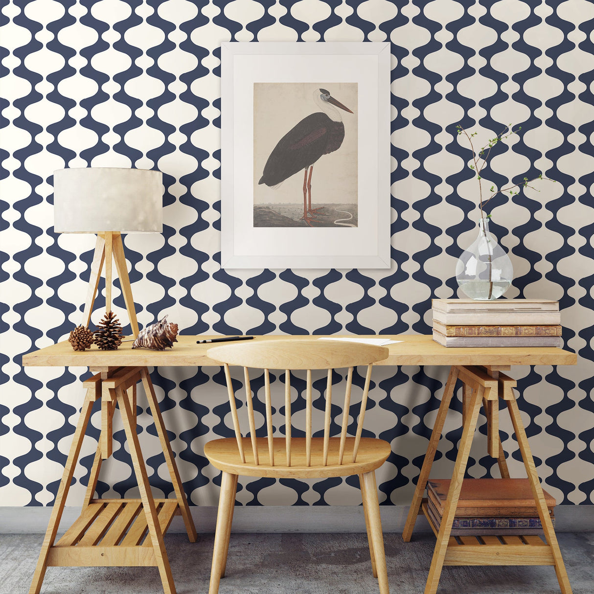 A-Street Prints 2782-24545 Ashbury Navy Retro Wallpaper