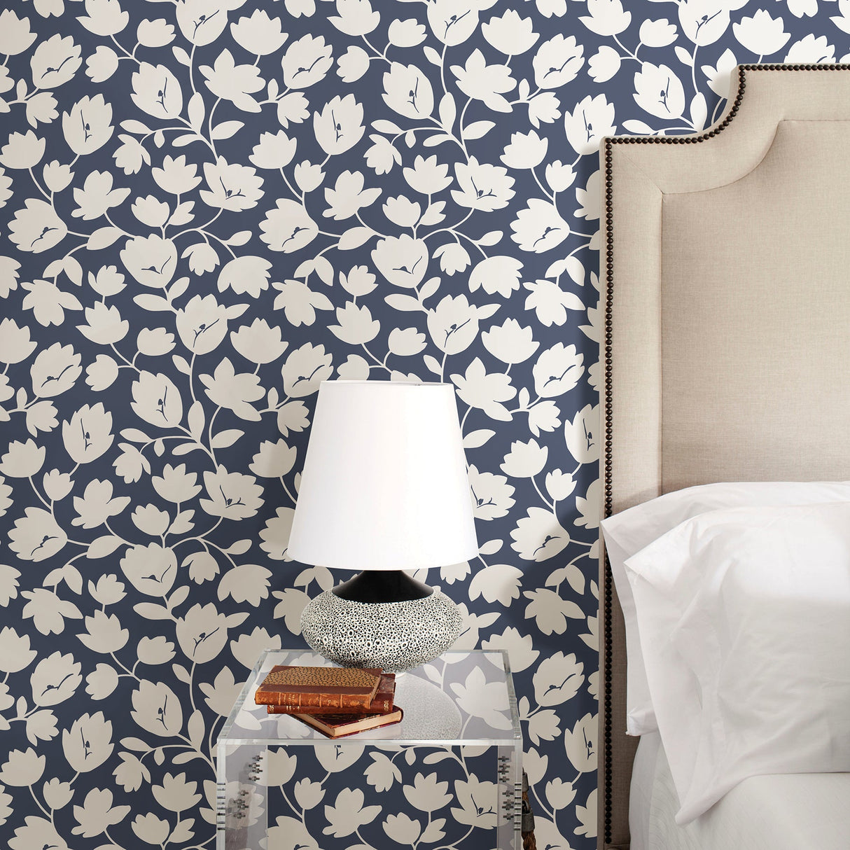 A-Street Prints 2782-24552 Astrid Navy Floral Wallpaper