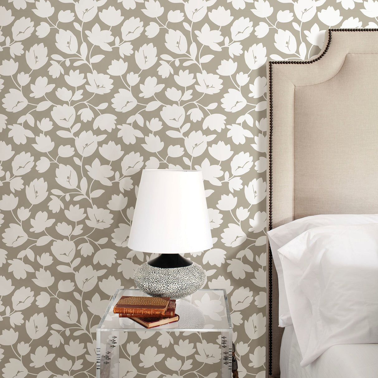 A-Street Prints 2782-24554 Astrid Taupe Floral Wallpaper