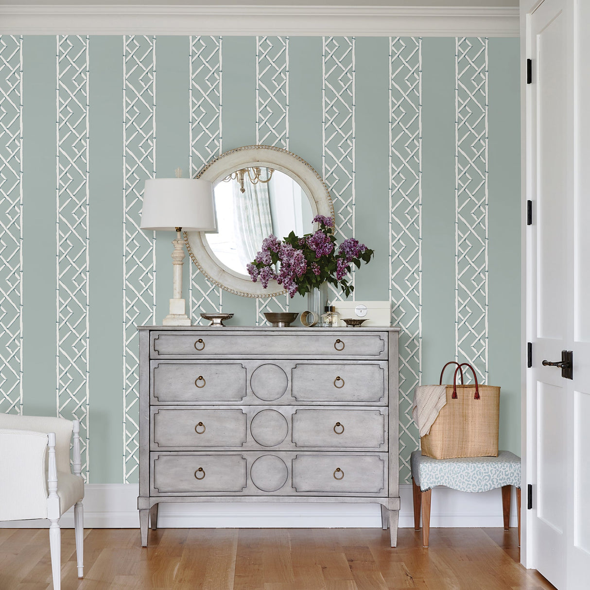 A-Street Prints 2785-24806 Aqua Latticework Wallpaper
