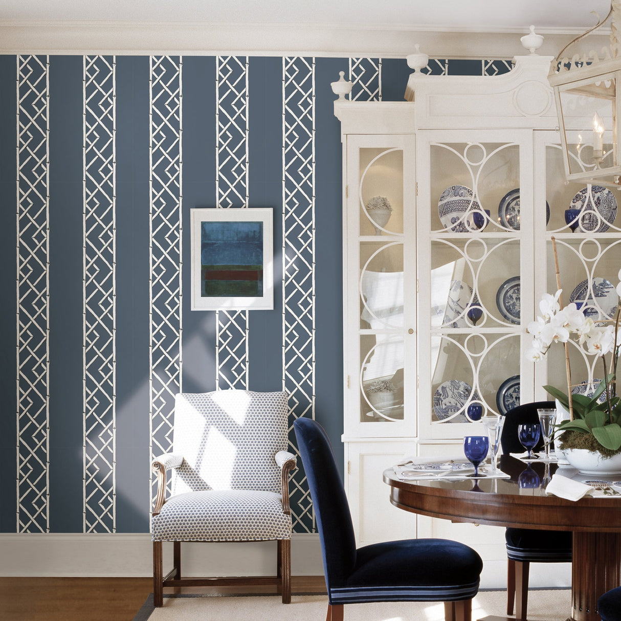 A-Street Prints 2785-24807 Indigo Latticework Wallpaper