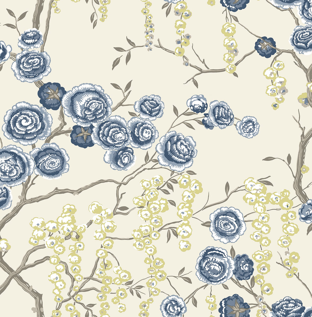 A-Street Prints 2785-24830 Indigo Peony Tree Wallpaper
