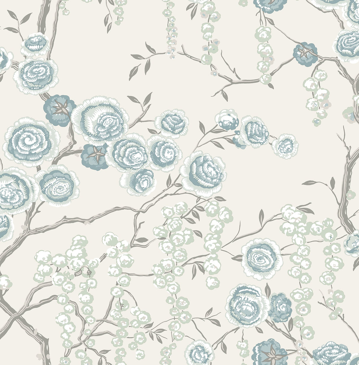 A-Street Prints 2785-24832 Aqua Peony Tree Wallpaper