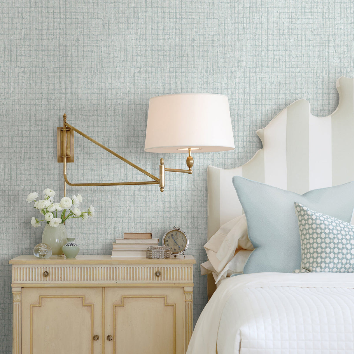 A-Street Prints 2785-24848 Aqua Palm Weave Wallpaper