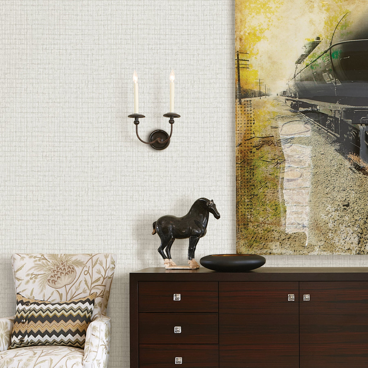 A-Street Prints 2785-24851 Platinum Palm Weave Wallpaper