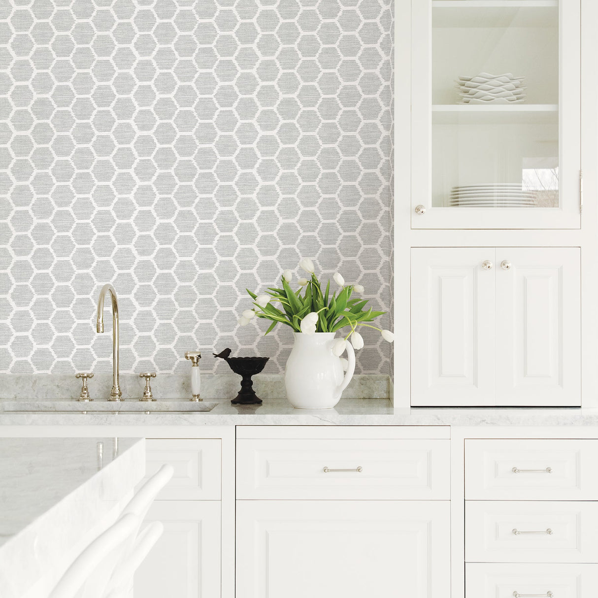 A-Street Prints 2793-24712 Aura Grey Honeycomb Wallpaper