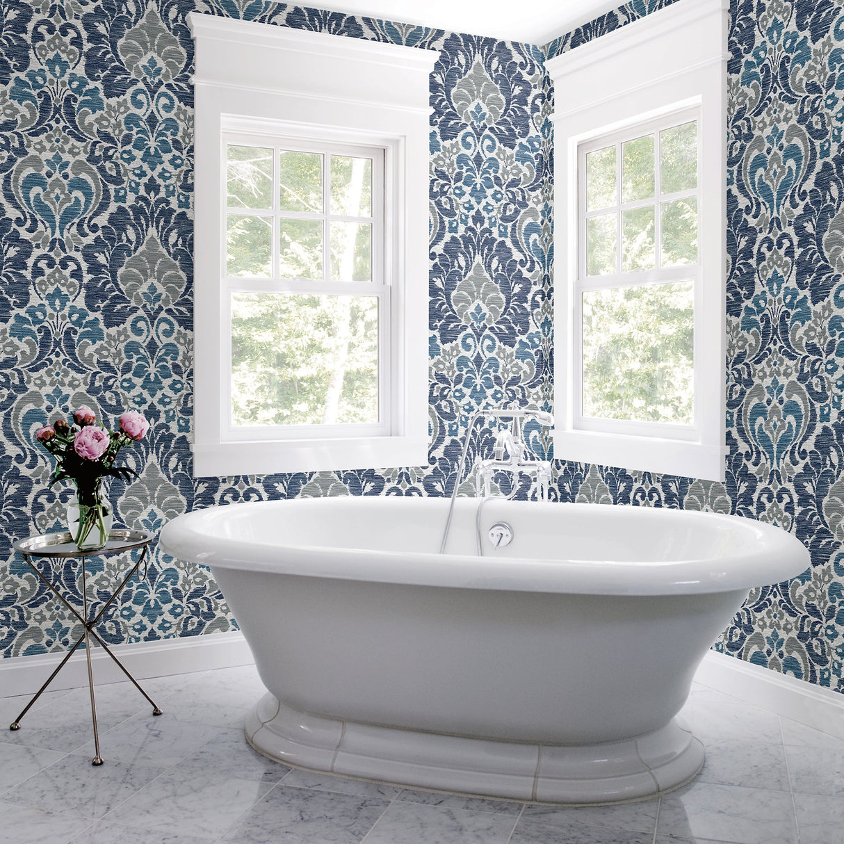 A-Street Prints 2793-24731 Garden of Eden Blue Damask Wallpaper