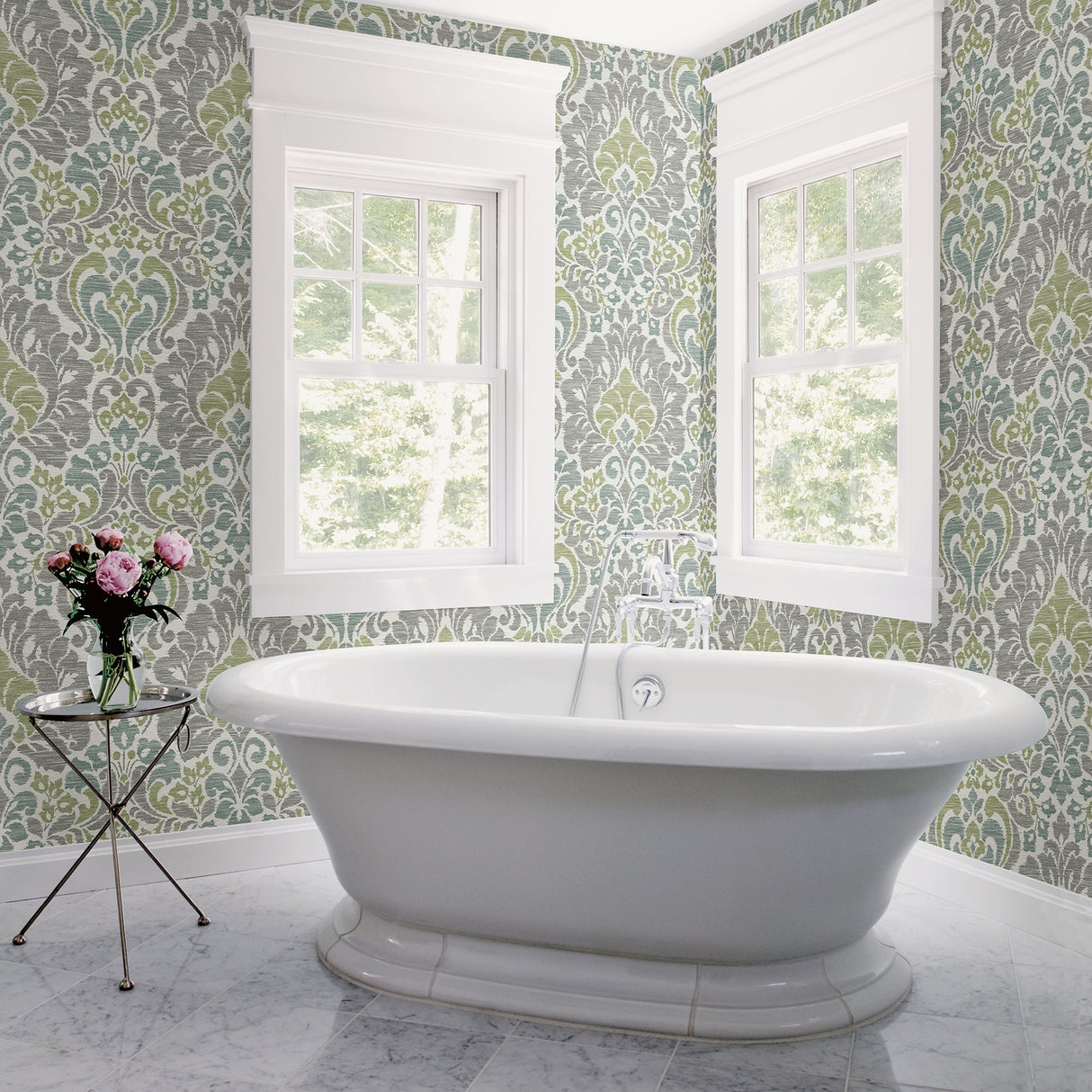 A-Street Prints 2793-24733 Garden of Eden Green Damask Wallpaper