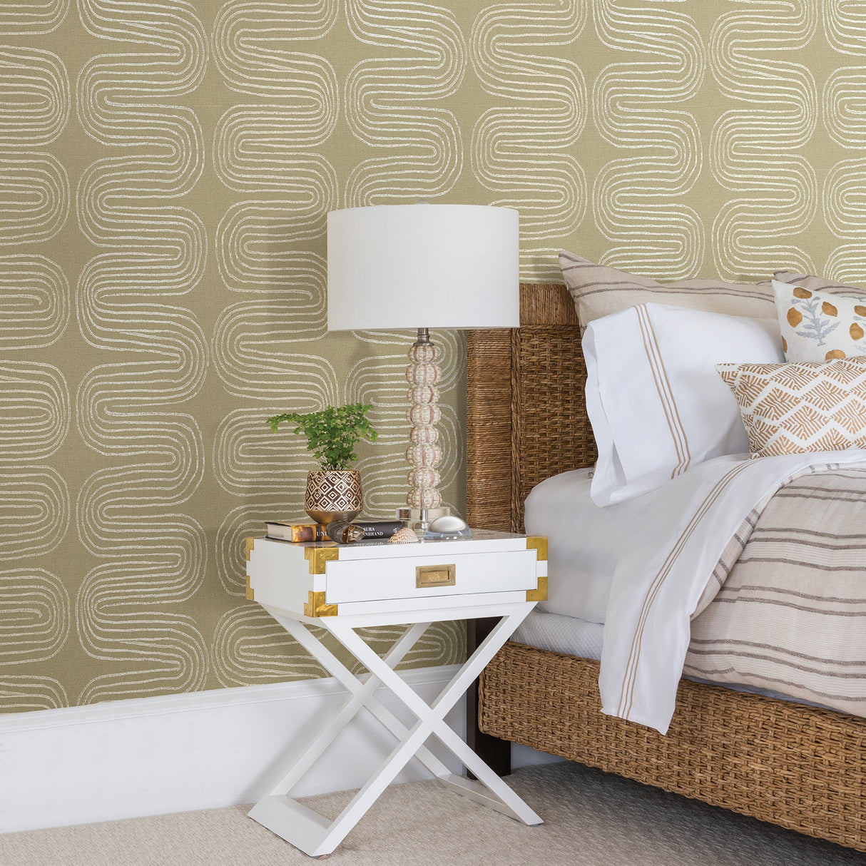 A-Street Prints 2793-24741 Zephyr Honey Abstract Stripe Wallpaper