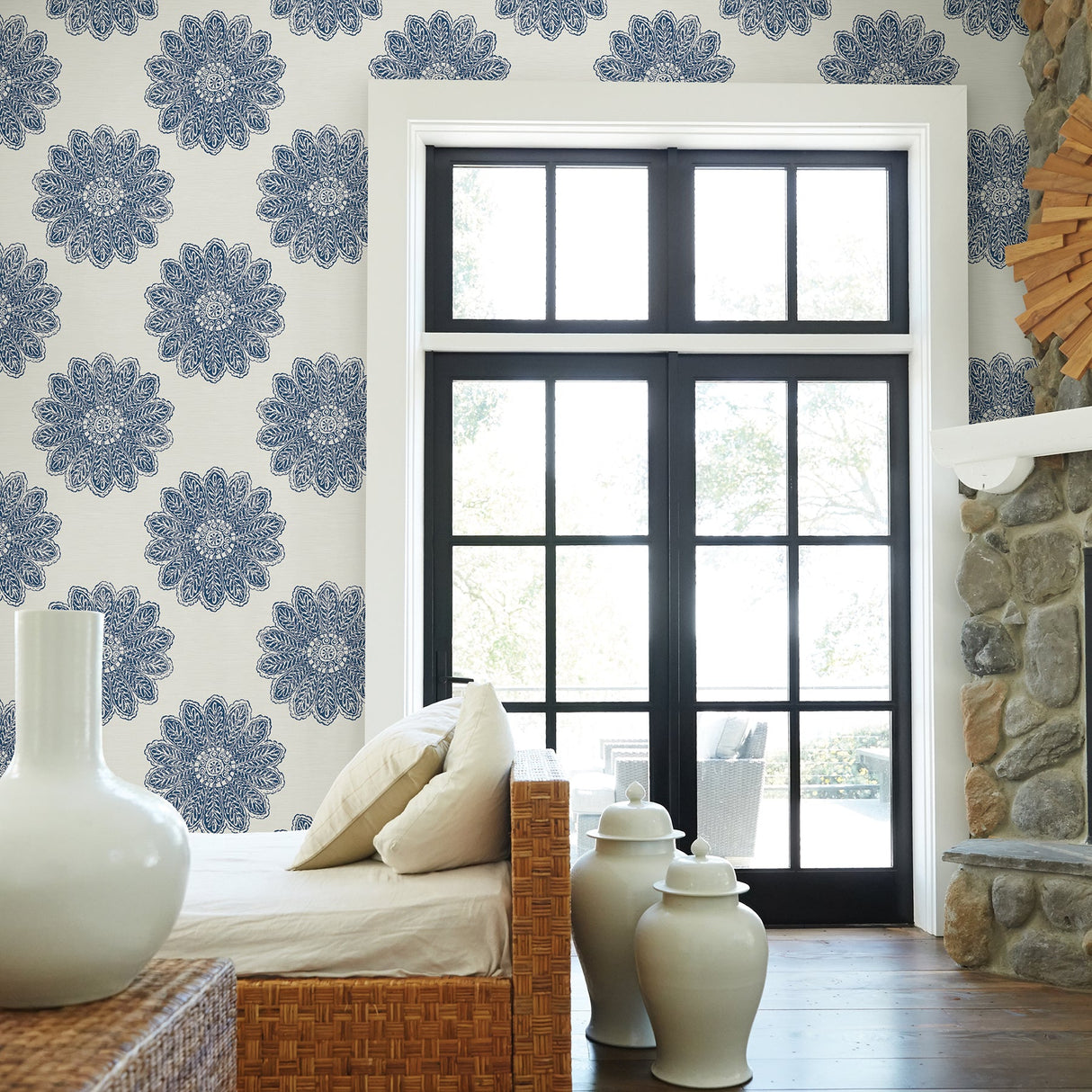 A-Street Prints 2793-24744 Sol Indigo Medallion Wallpaper
