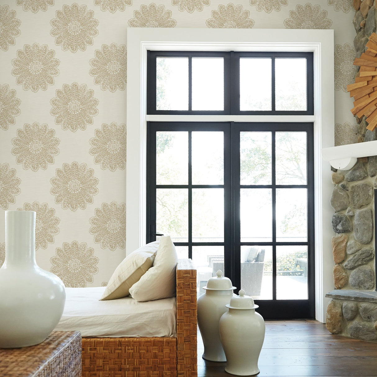 A-Street Prints 2793-24745 Sol Light Brown Medallion Wallpaper
