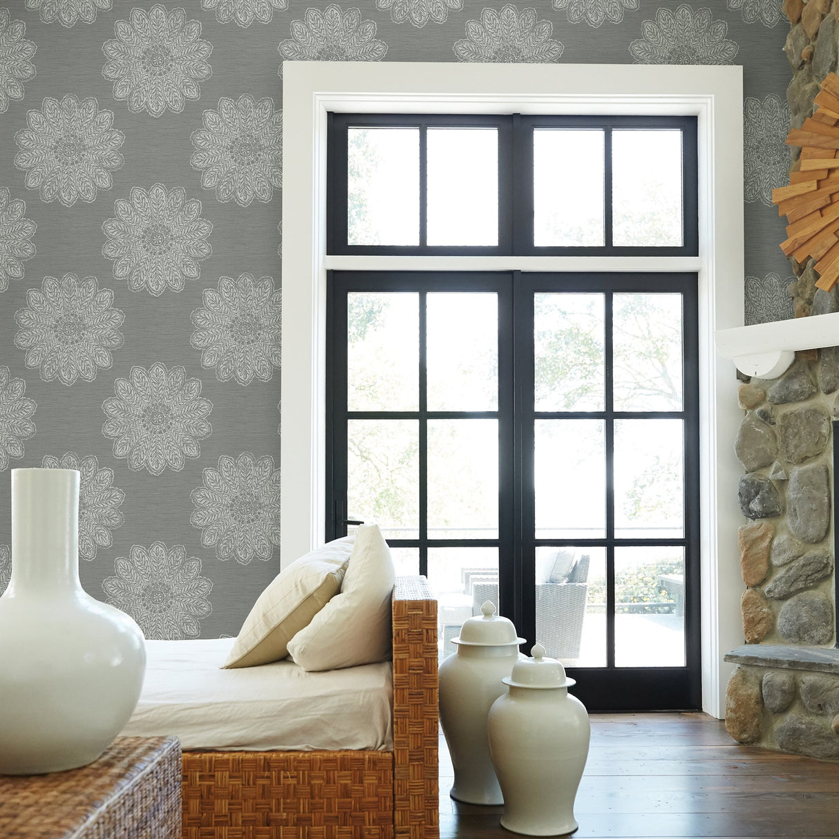 A-Street Prints 2793-24746 Sol Slate Medallion Wallpaper