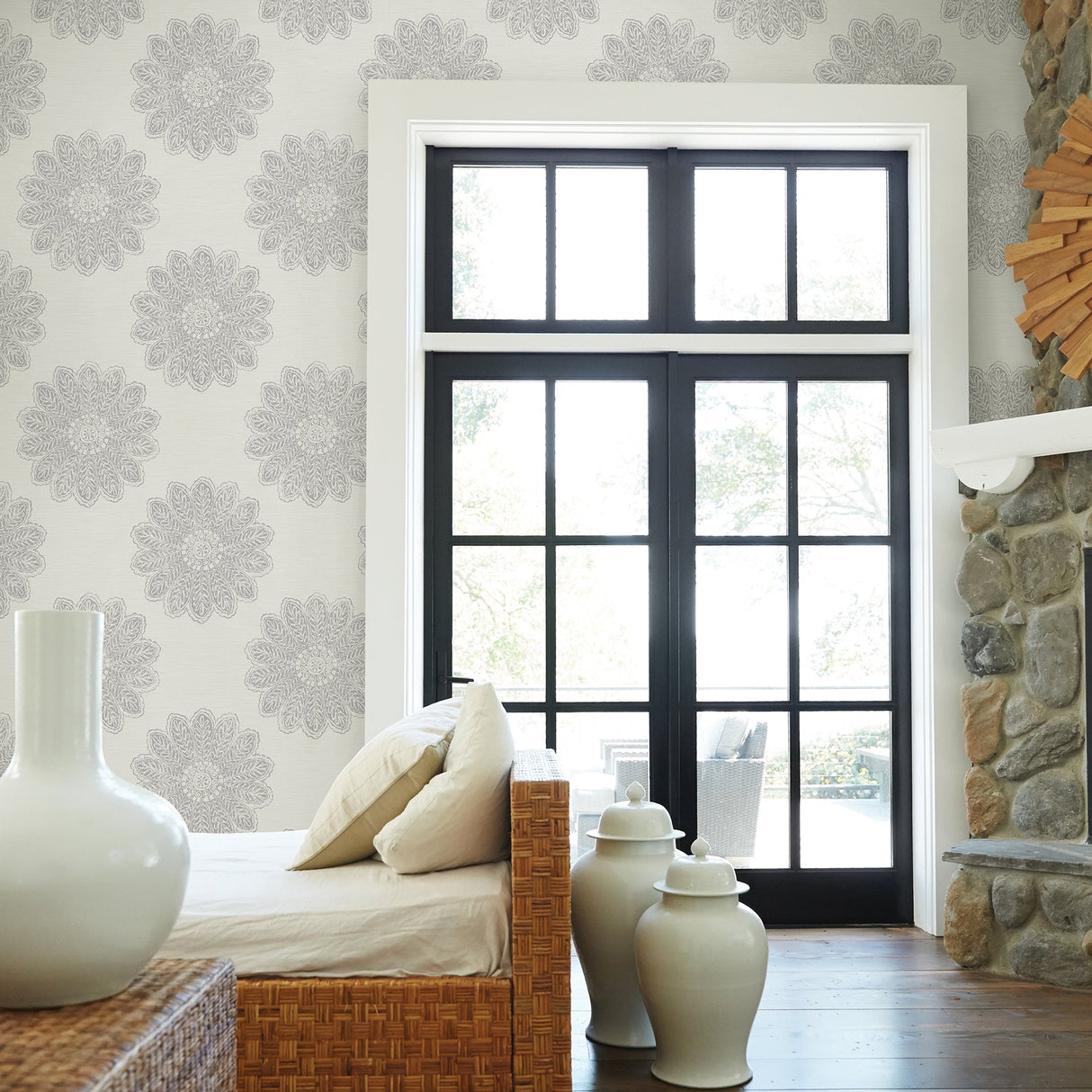 A-Street Prints 2793-24747 Sol Light Grey Medallion Wallpaper