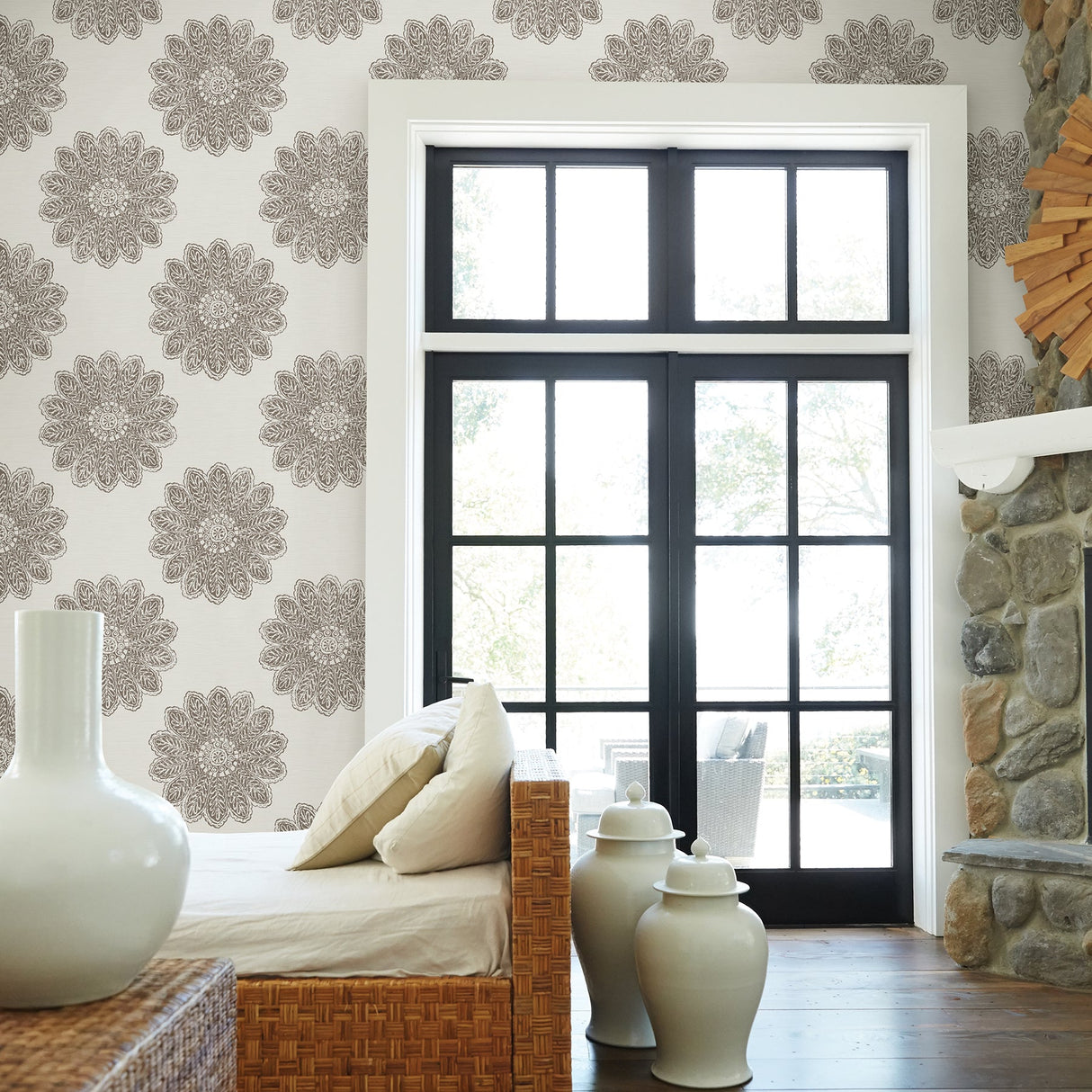 A-Street Prints 2793-24748 Sol Espresso Medallion Wallpaper