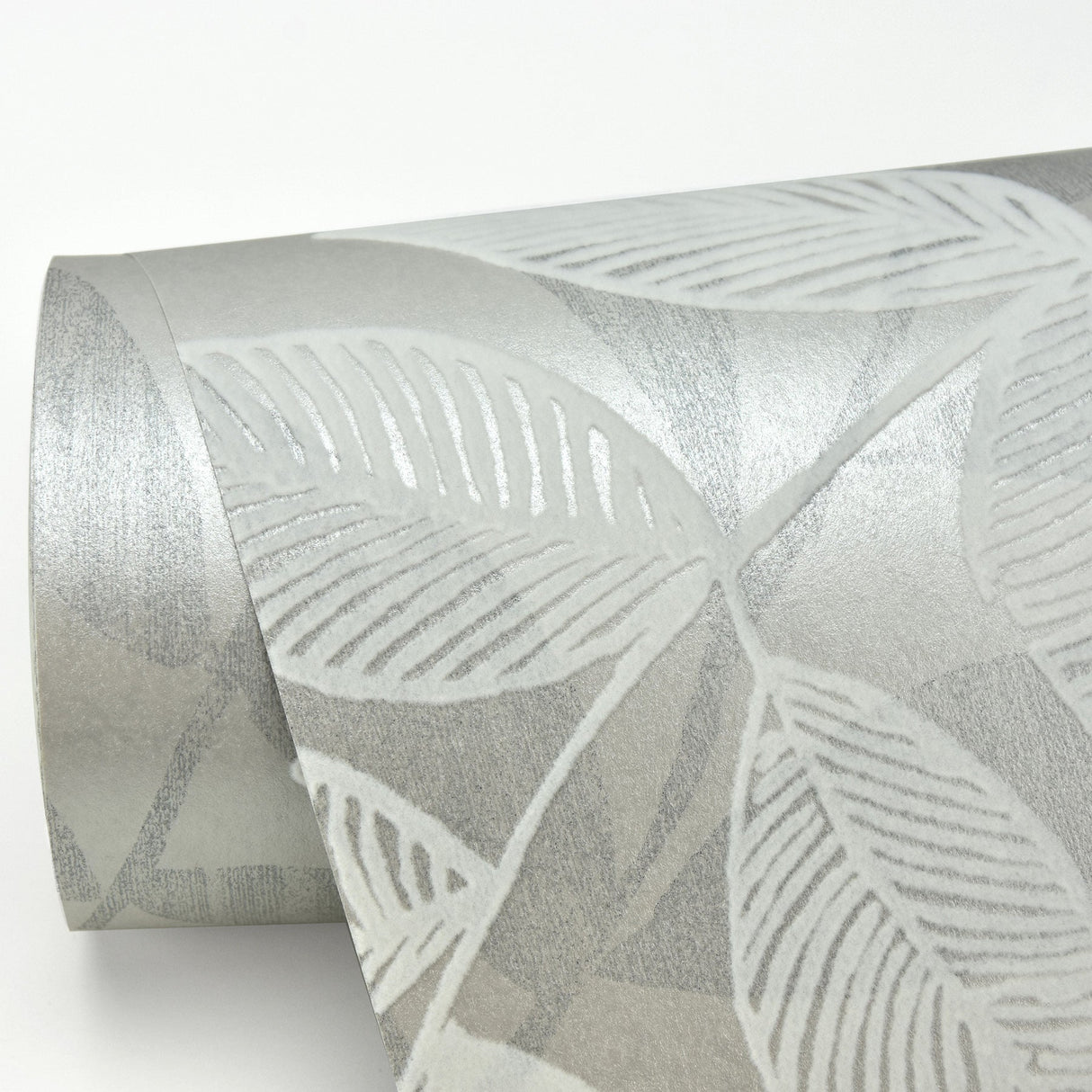 A-Street Prints 2793-87321 Chimera Silver Flocked Leaf Wallpaper
