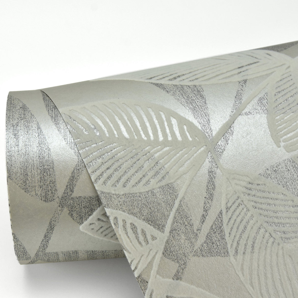 A-Street Prints 2793-87322 Chimera Platinum Flocked Leaf Wallpaper