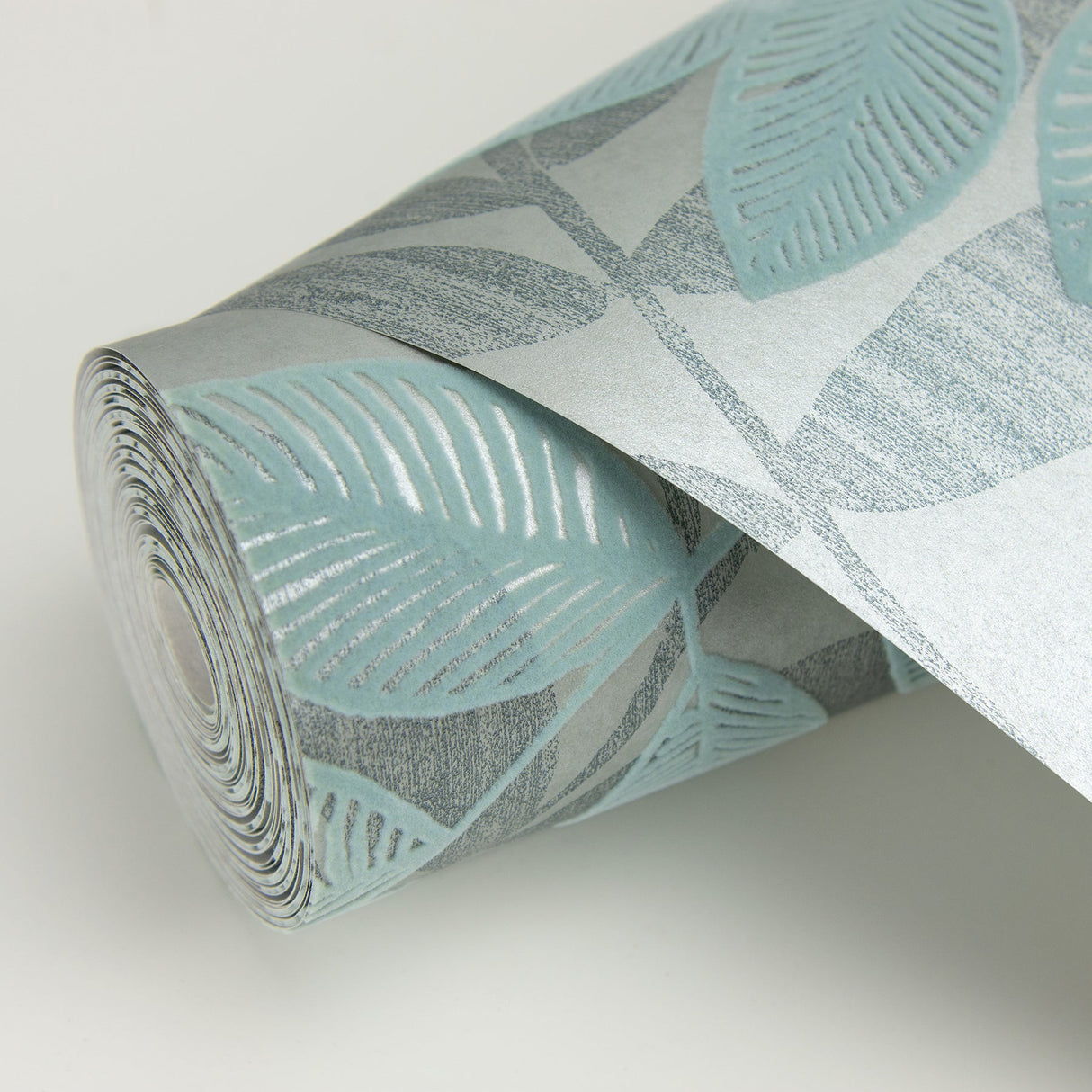 A-Street Prints 2793-87323 Chimera Turquoise Flocked Leaf Wallpaper