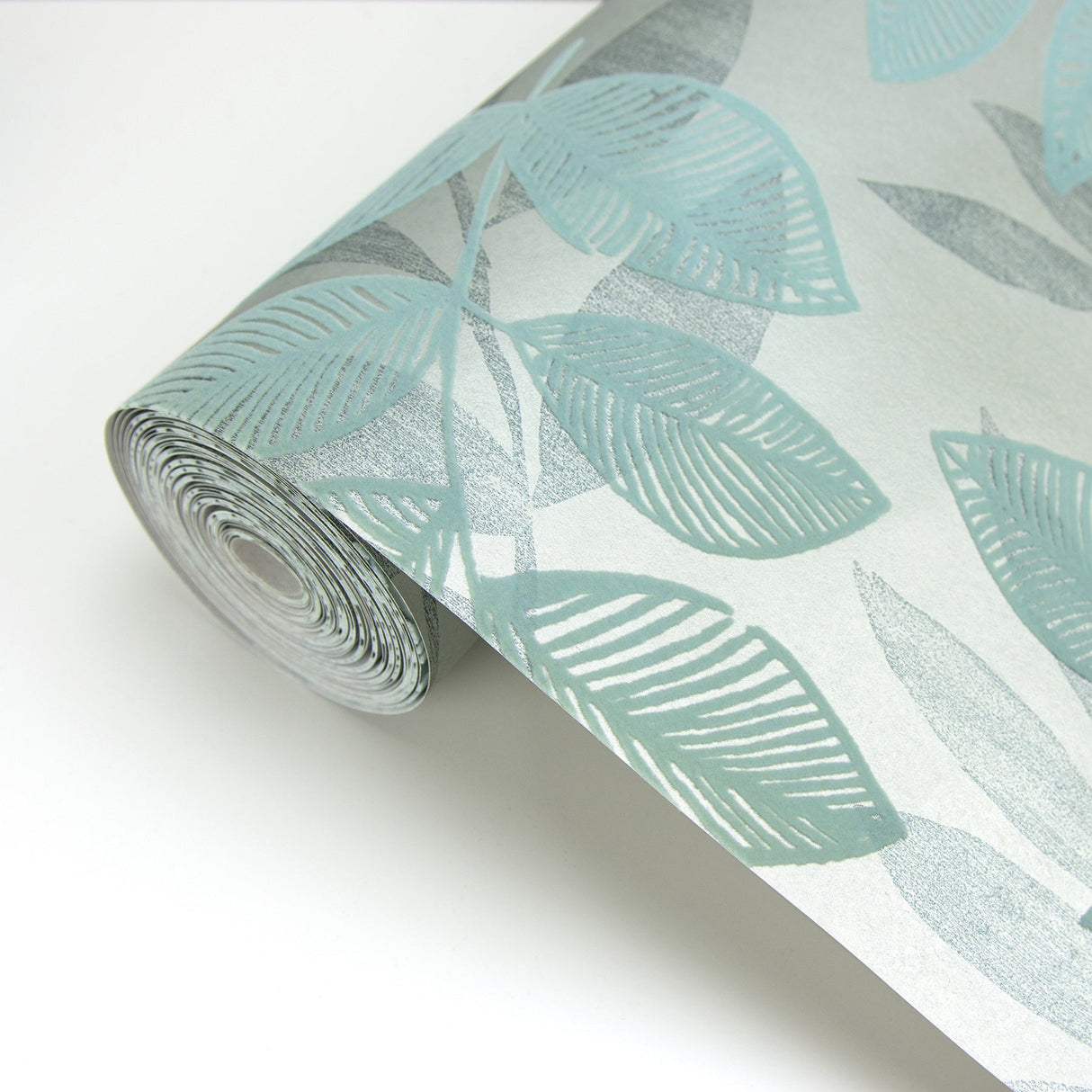 A-Street Prints 2793-87323 Chimera Turquoise Flocked Leaf Wallpaper