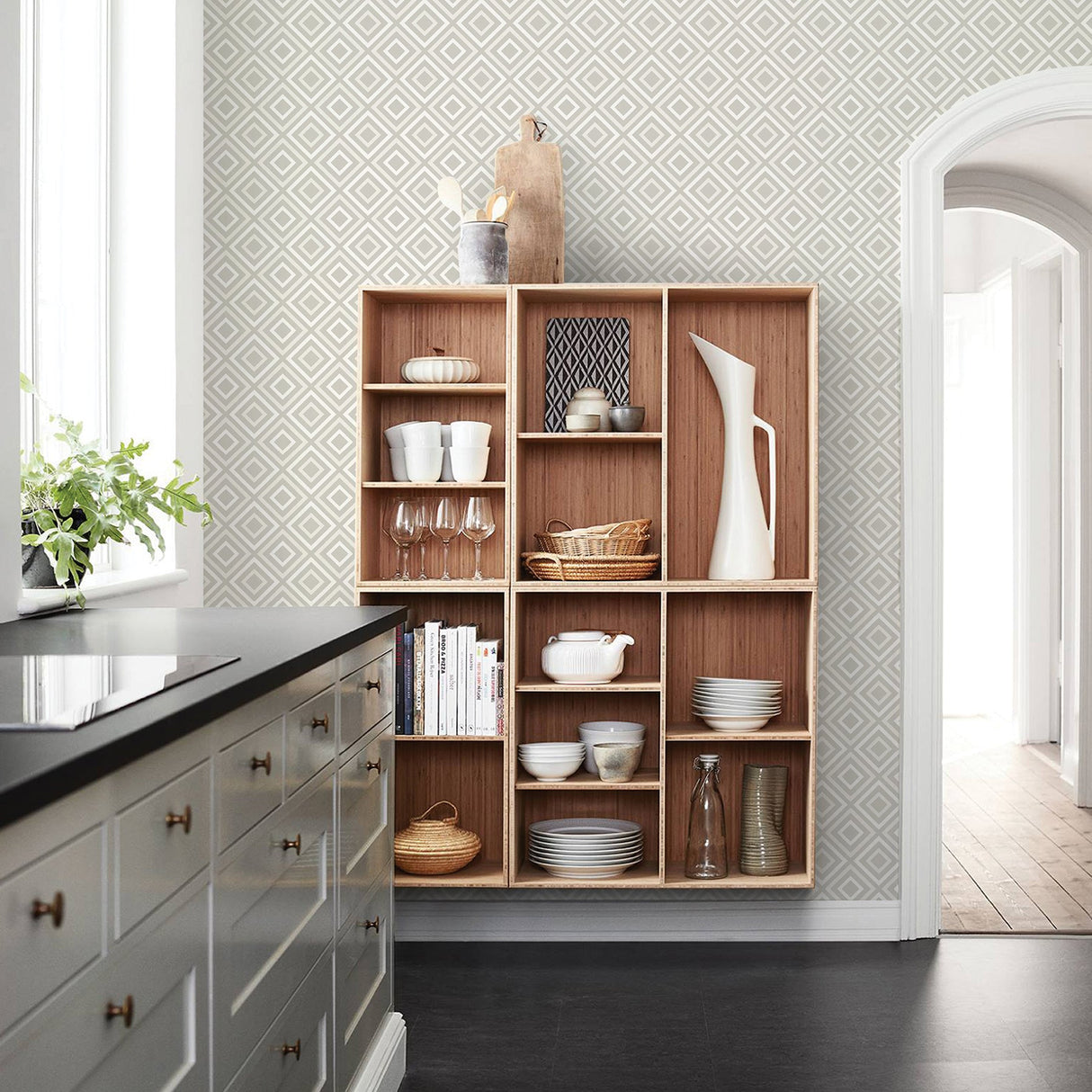Advantage 2809-87703 Horus Silver Diamond Geo Wallpaper