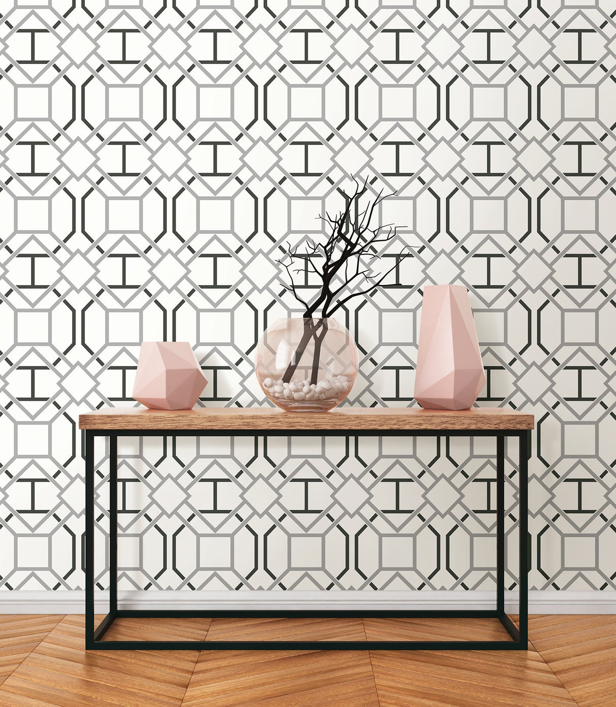 Advantage 2809-87705 Dauphin Off-White Lattice Wallpaper