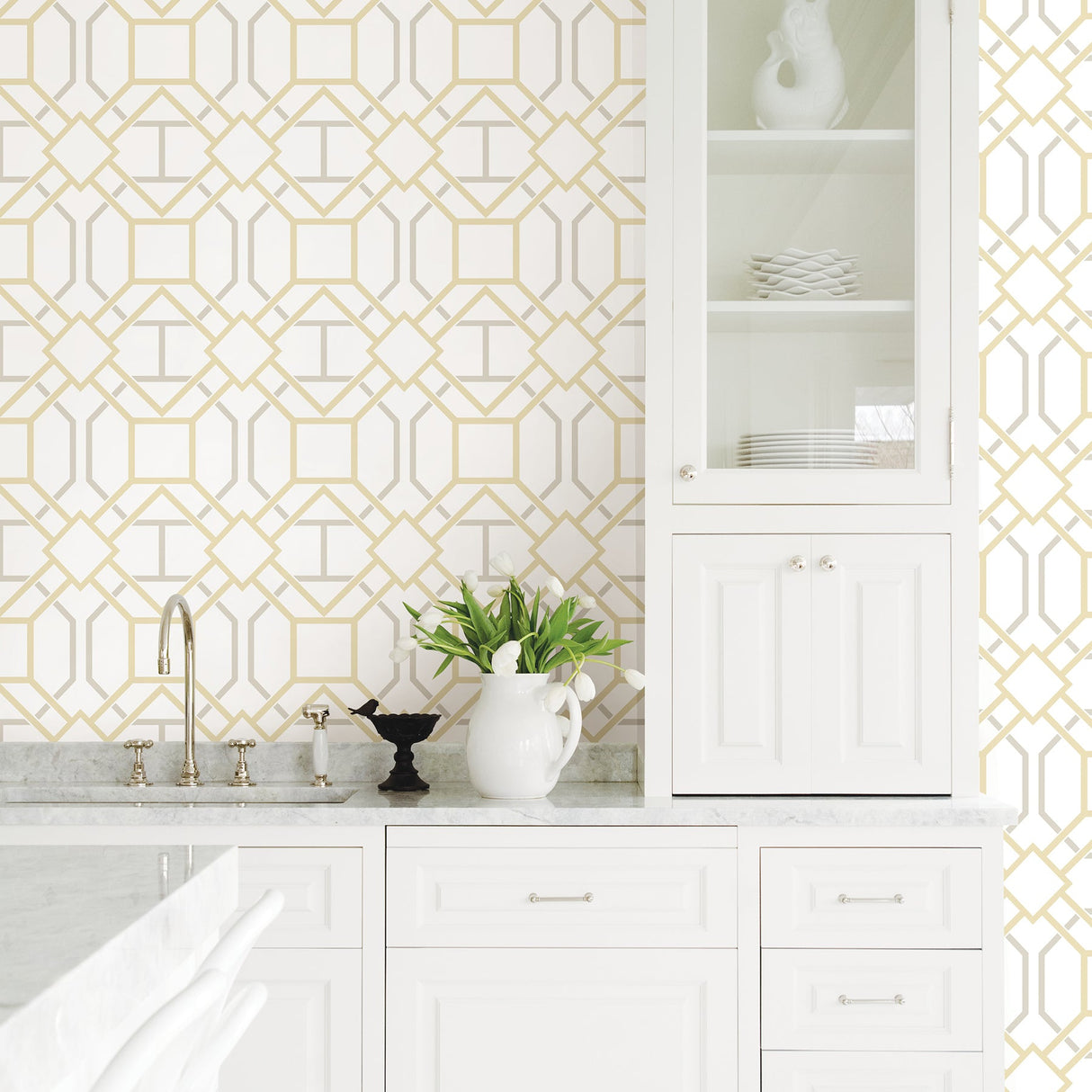 Advantage 2809-87706 Dauphin Mustard Lattice Wallpaper