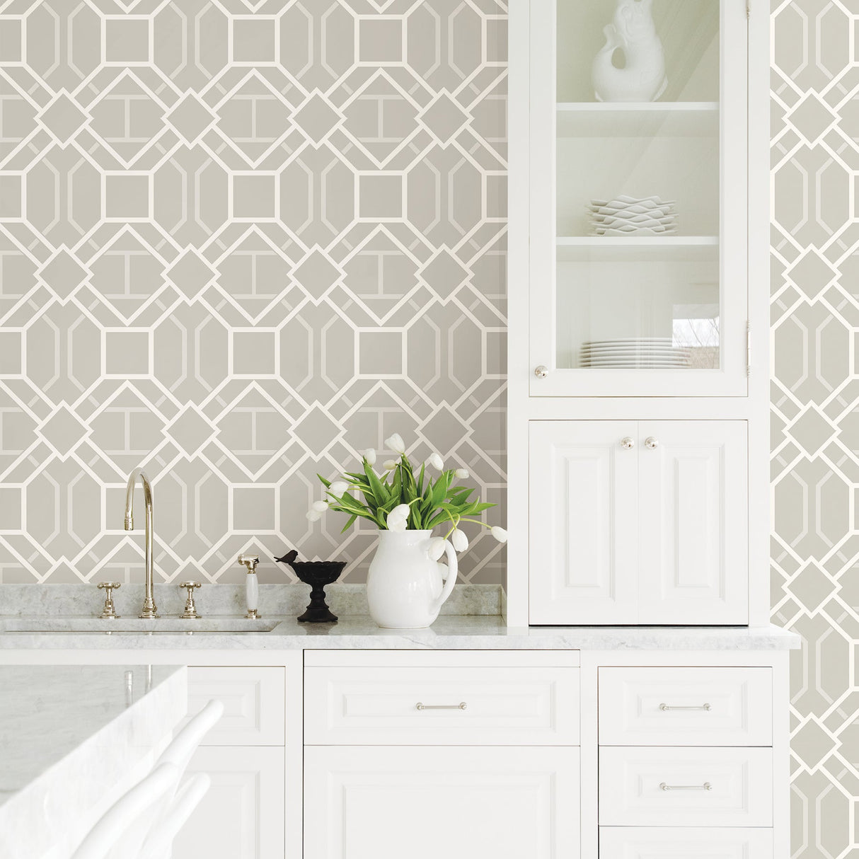Advantage 2809-87707 Dauphin Bone Lattice Wallpaper