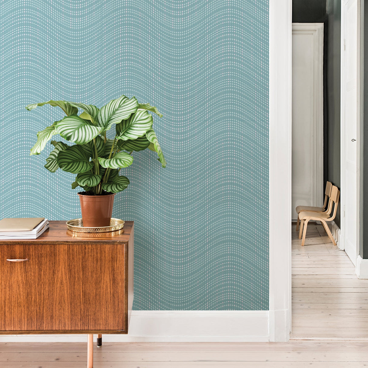 Advantage 2809-IH18007 Prudence Aqua Wave Wallpaper
