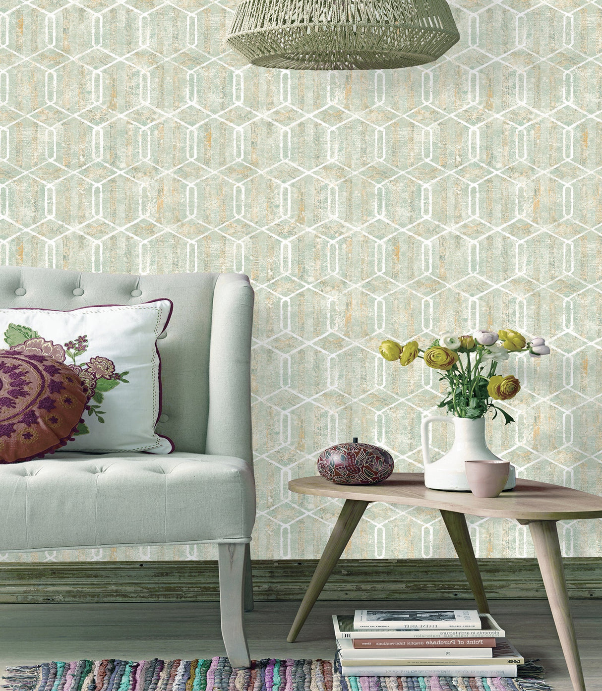 Advantage 2809-SH01067 Stormi Light Green Geometric Wallpaper