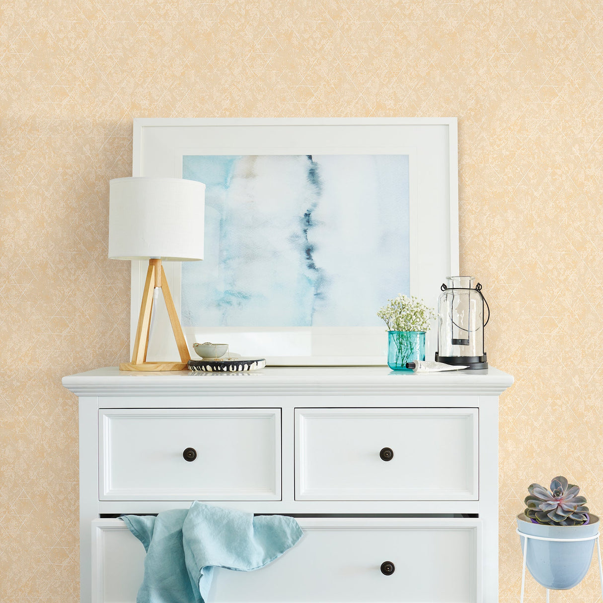 Advantage 2809-XSS0104 Jessica Light Yellow Geometric Wallpaper