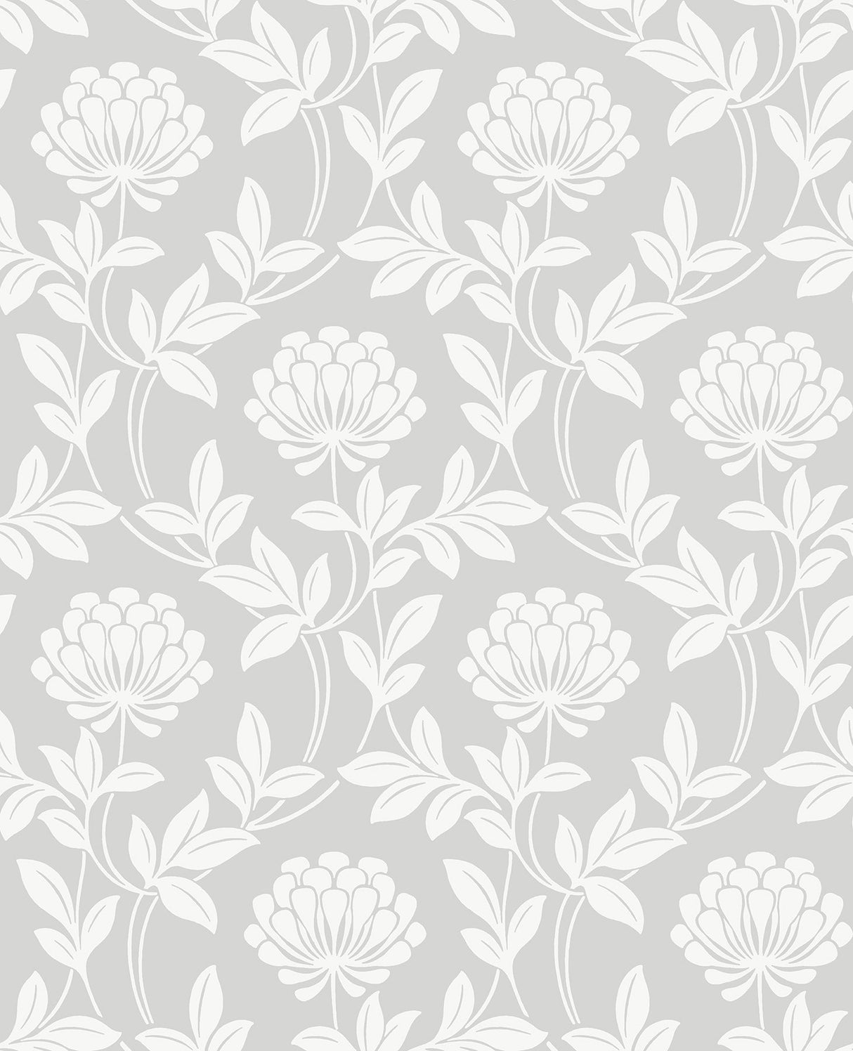 Advantage 2810-87717 Ogilvy Silver Floral Wallpaper